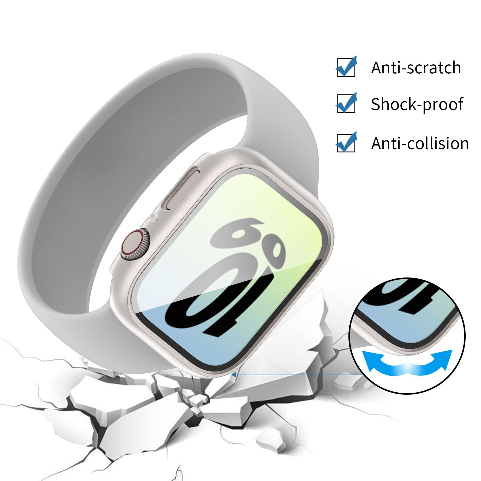 Commuter [4 Pack] For Apple Watch Se (2Nd Gen)/Se/6/5/4 Screen Protector 40Mm, Hard Pc Ultra Thin Cover Built In Tempered Glass