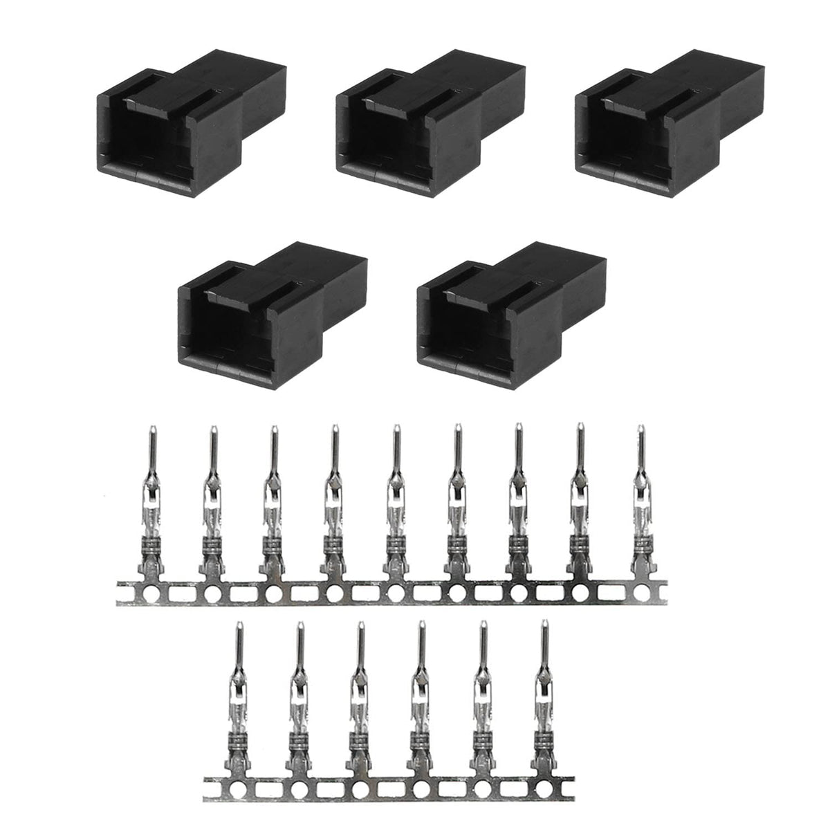 Bairong 5Pcs Male 3 Pin Pc Fan Connector Kit (5Pcs 3Pin Connector Housings + 15Pcs Terminal Crimp Pins) For Desktop