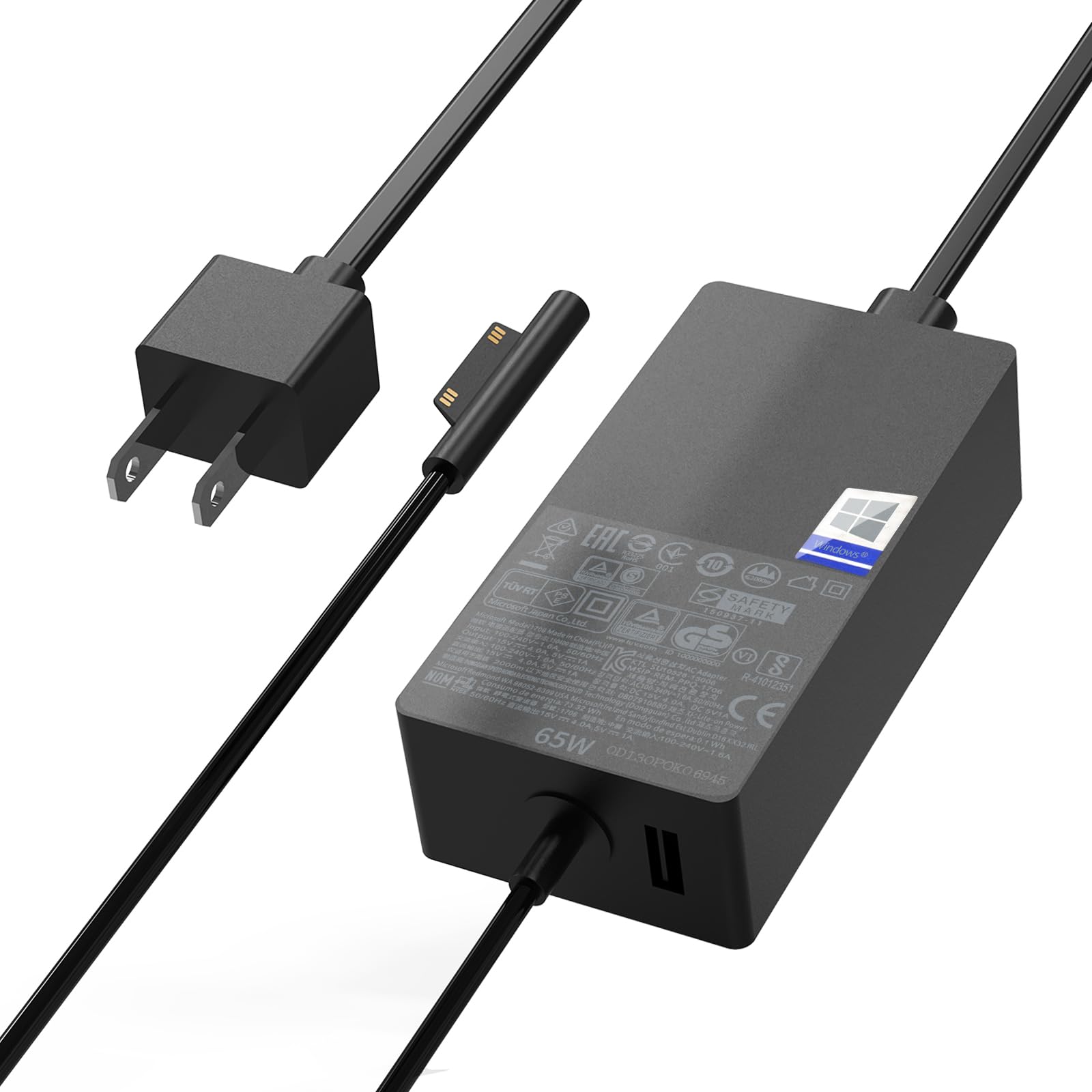 65W Surface Pro Charger For Surface Pro 9/8/X/7/6/5/4/3,Windows Surface Laptop 6, 5, 4, 3, 2, 1 Adapter Power Support 44W 36W