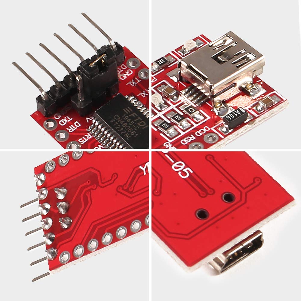 Atnsinc 3Pcs Ft232Rl Mini Usb To Ttl Ftdi Adapter Module, 3.3V 5.5V Ft232R Breakout Ft232Rl Usb To Serial Converter Adapter Board
