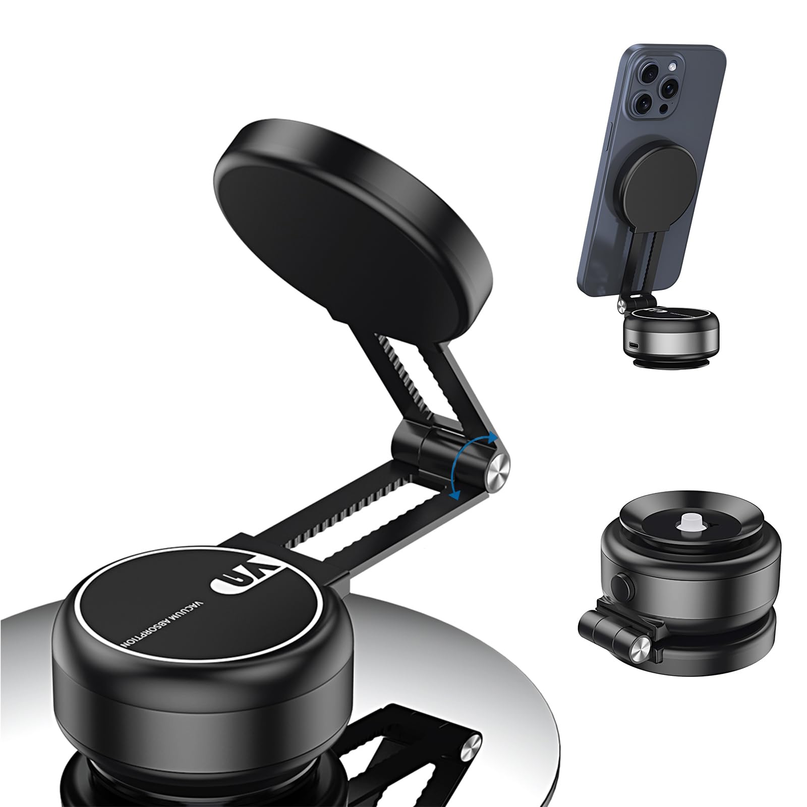 Jkoailiwi Foldable Magnetic Car Phone Mount, Hands-Free Adjustable Suction Cup Phone Mount, Vacuum Magnetic Phone Holder For Mag