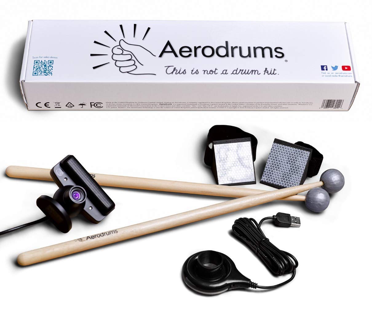Aerodrums Portable Electronic Drum Set, Air Drumsticks, Pedals And Low Latency Camera, Quieter Than Practice Pads, More Reliable