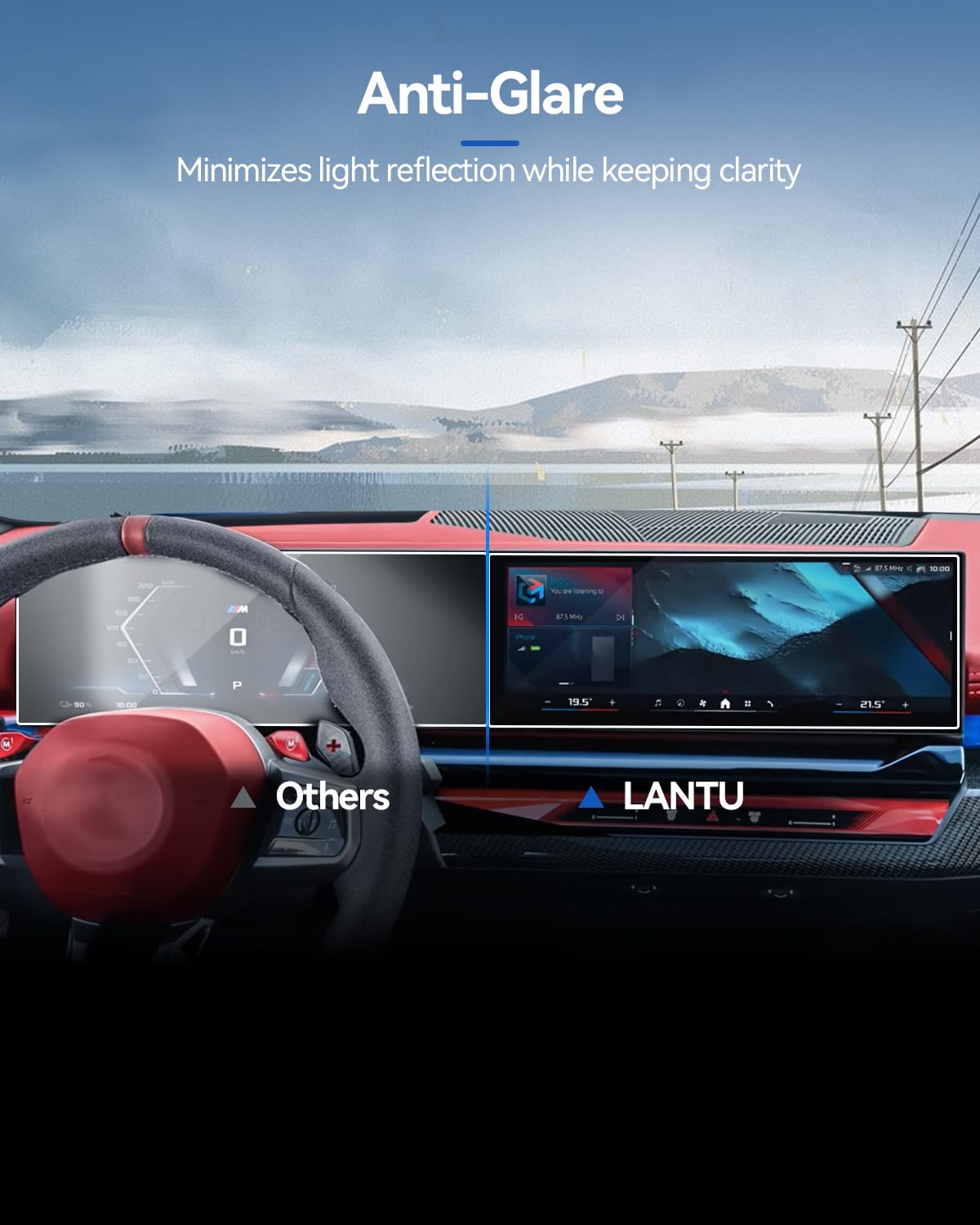 Lantu 4Pcs Car Screen Protector For 2023 2024 Bmw X5 Ix I4 I7 X6 X7 Idrive 8 Accessories Nano Screen Protector Film Hd Clear (2P