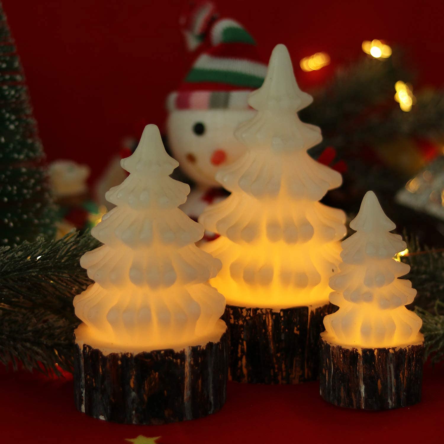 Wondise Christmas Tree Flameless Candles Battery Operated With Timer, Led Flickering Candles Real Wax Warm Light Christmas Home