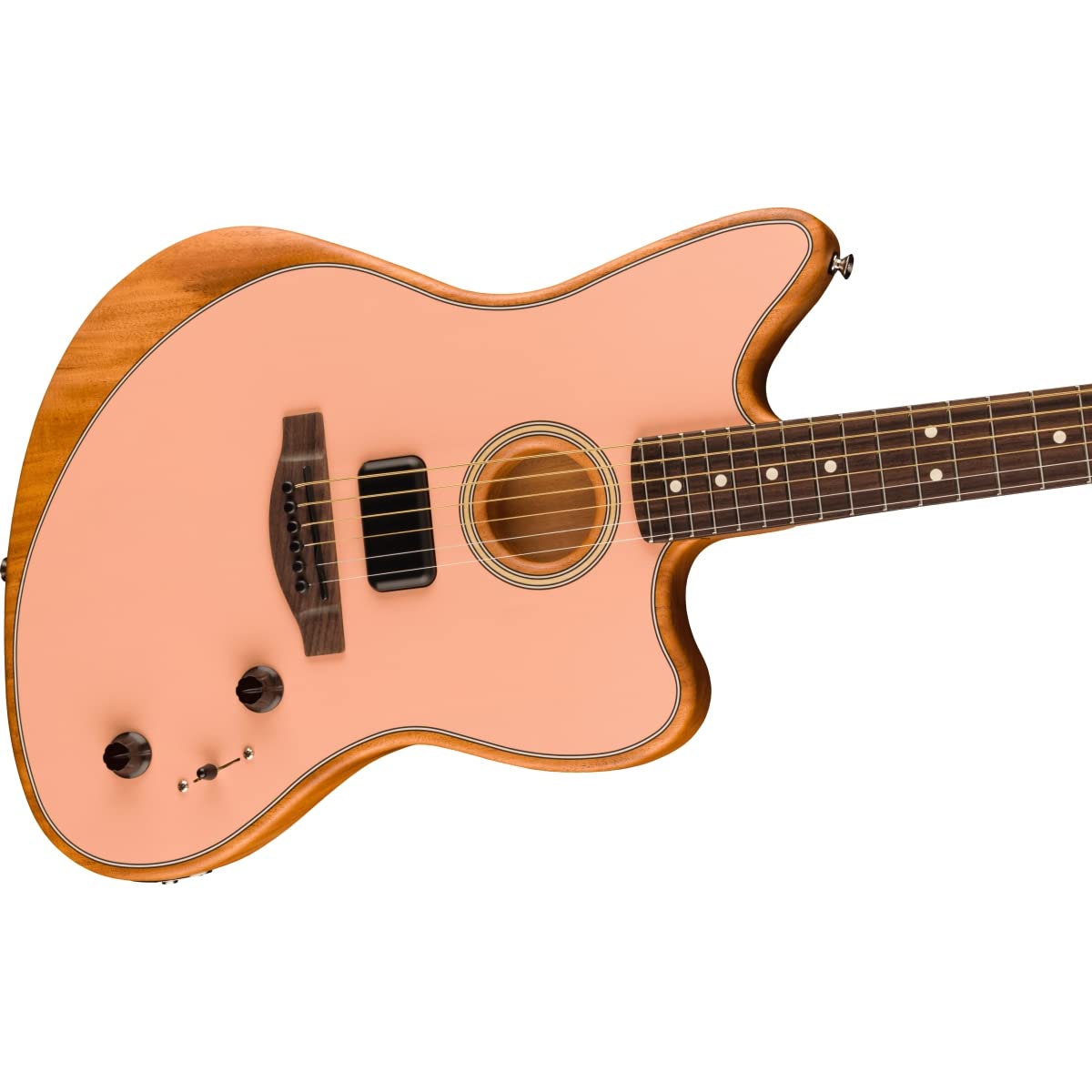Fender Acoustasonic Player Jazzmaster Acoustic Electric Guitar, With 2-Year Warranty, Shell Pink, Rosewood Fingerboard, With Gig