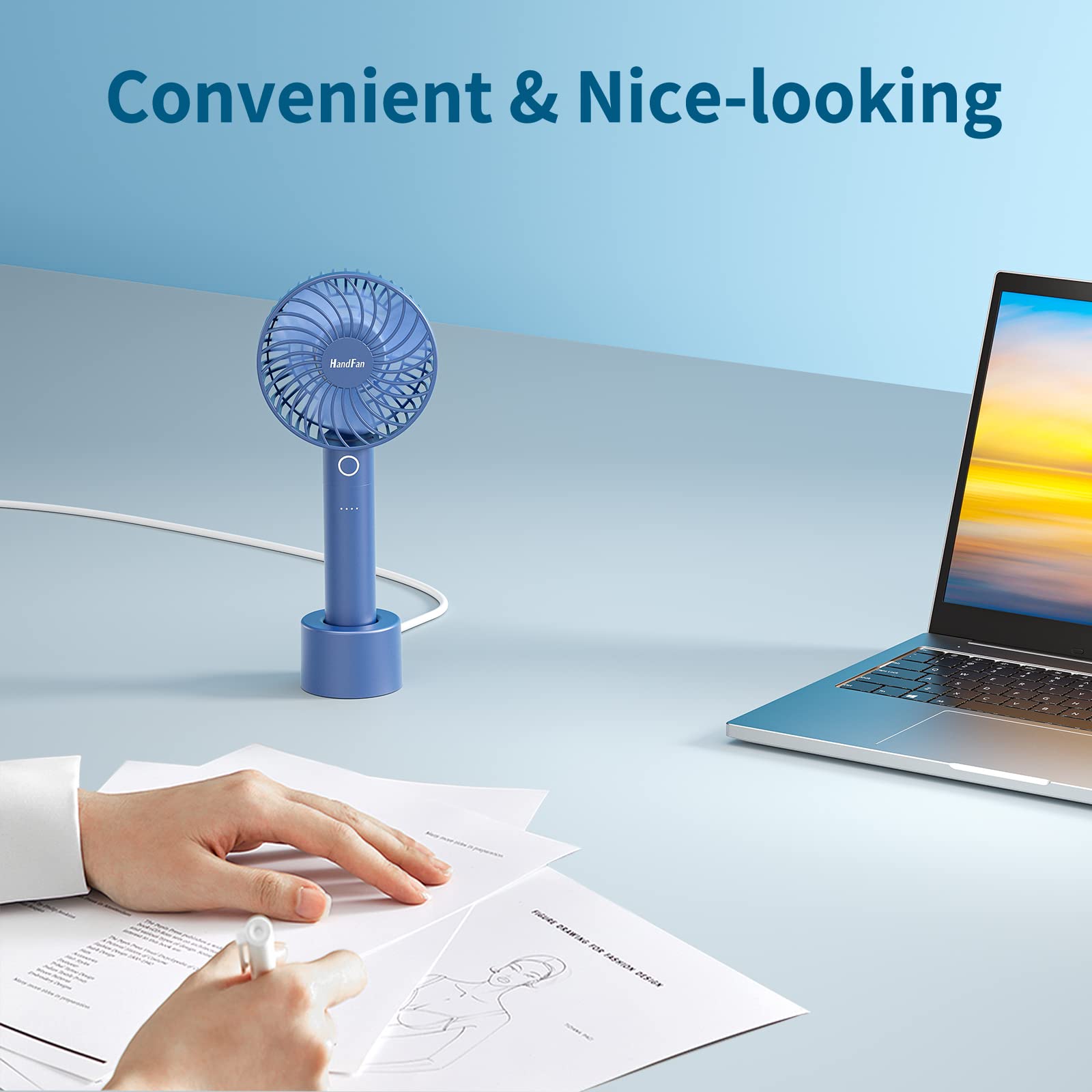 Handfan Mini Handheld Fan With Portable Charger, Rechargeable Personal Hand Fans For Women, Electric Cooling Fan For Desk Beach