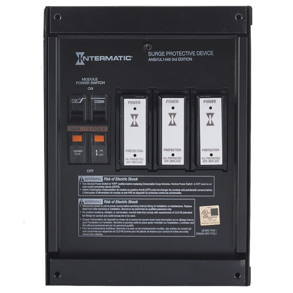 Intermatic Ig2240-Imsk Advanced Surge Protection With Easy Maintenance - Intermatic Smart Guard Ig2240-Imsk Whole Home Surge Protector, Black