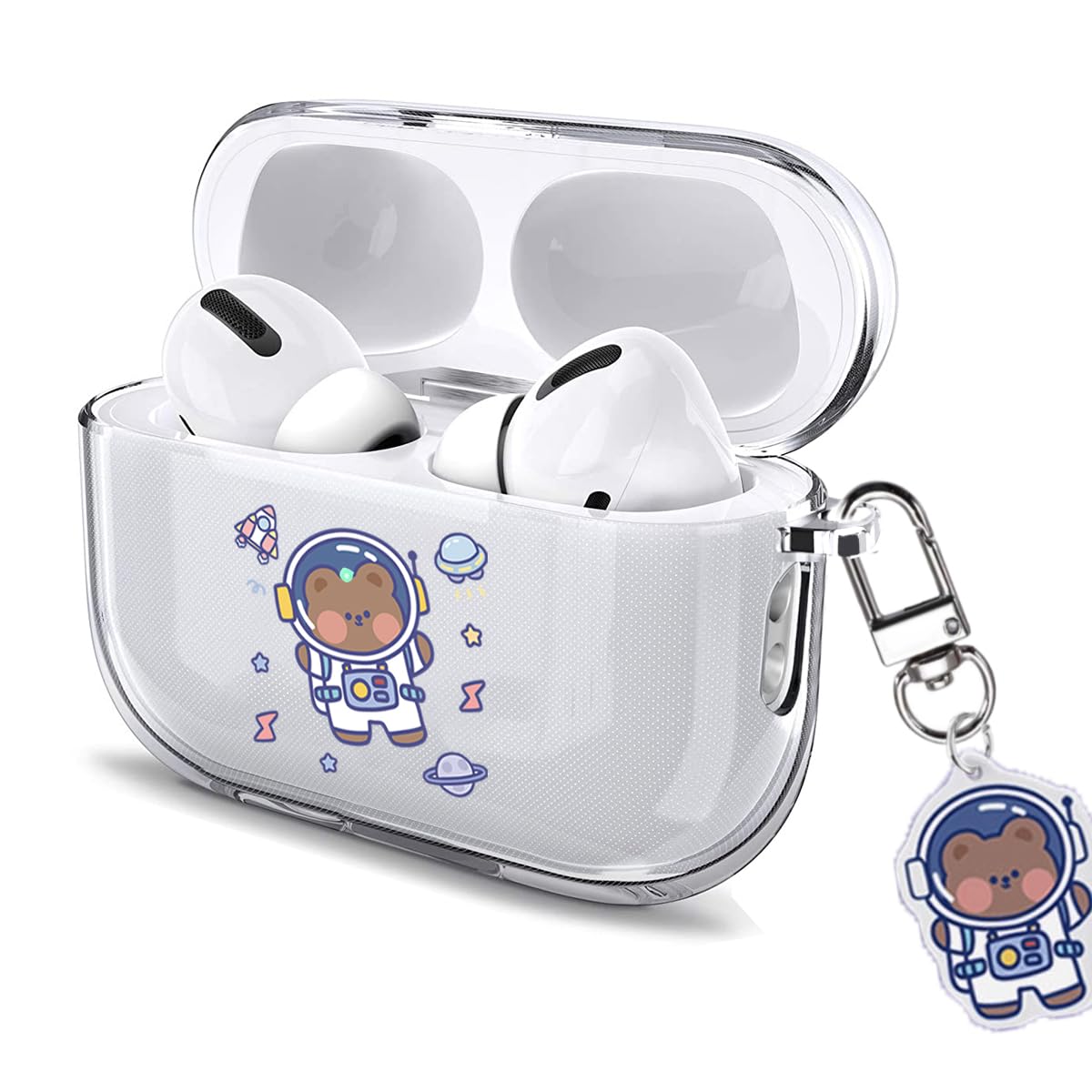 Watefull for Cute Airpods Pro 2 Case 2022 with Keychain Carabiner, Clear Cute Airpods Pro 2nd Case Cartoon Anime Pattern Soft Co