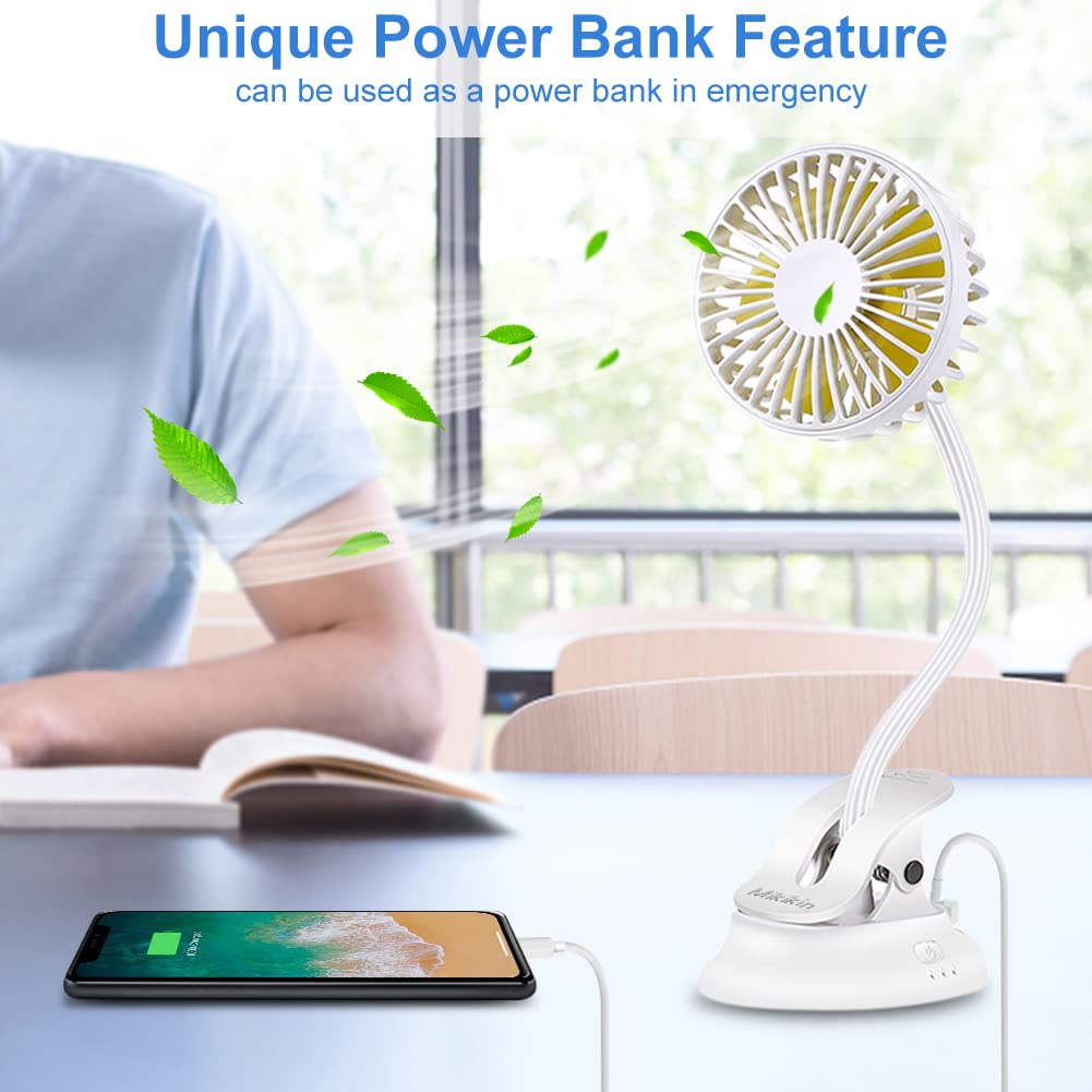 Mikikin Clip On Fan Small Mini Fan, Portable Usb Battery Operated Fan, Rechargeable Baby Stroller Fan, Quiet Personal Desk Fan 3