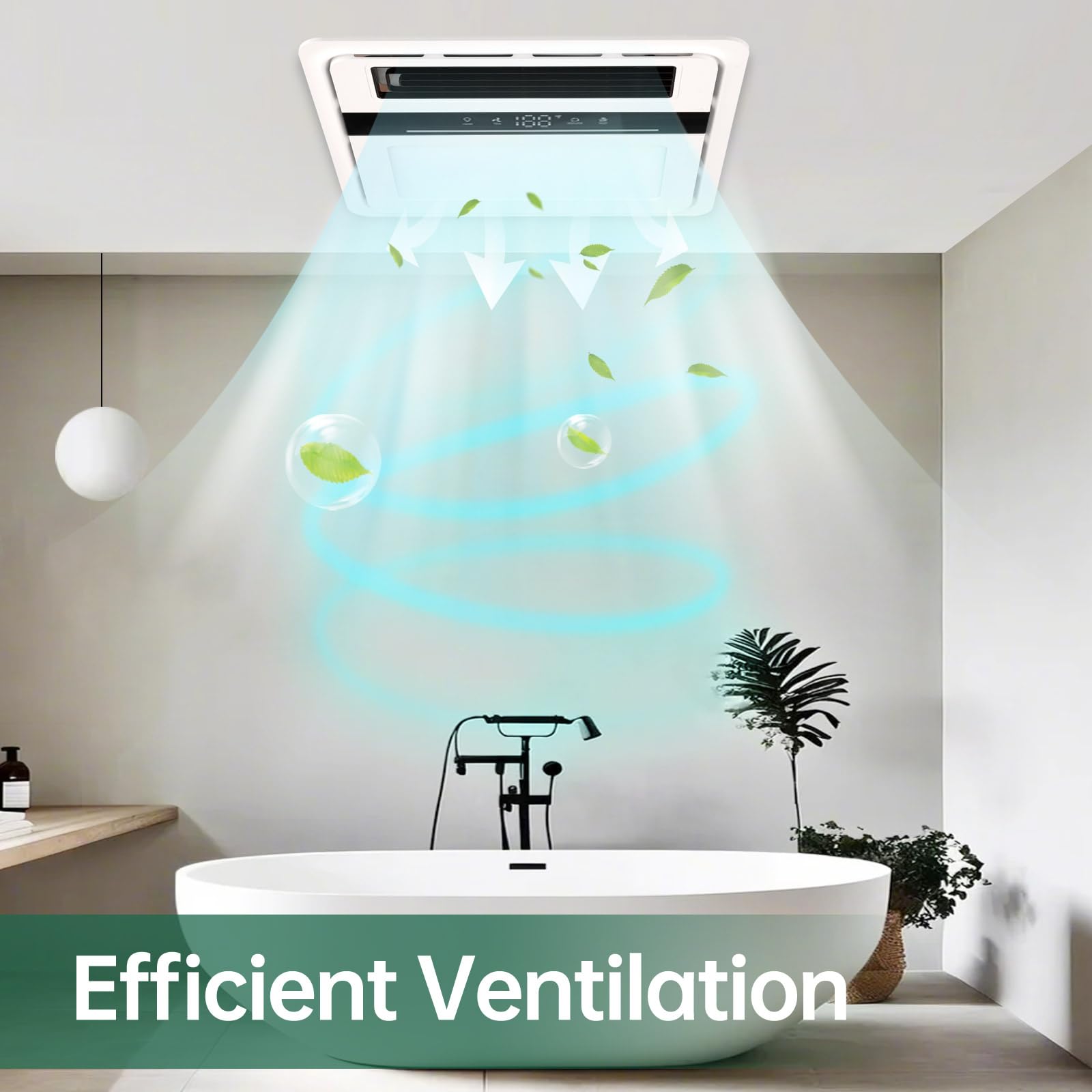Vallisco Bathroom Exhaust Fan With Light And Heater, 4 In 1 Bathroom Fan With Heater, 1700W Heating Power, 140 Cfm Remote Contro