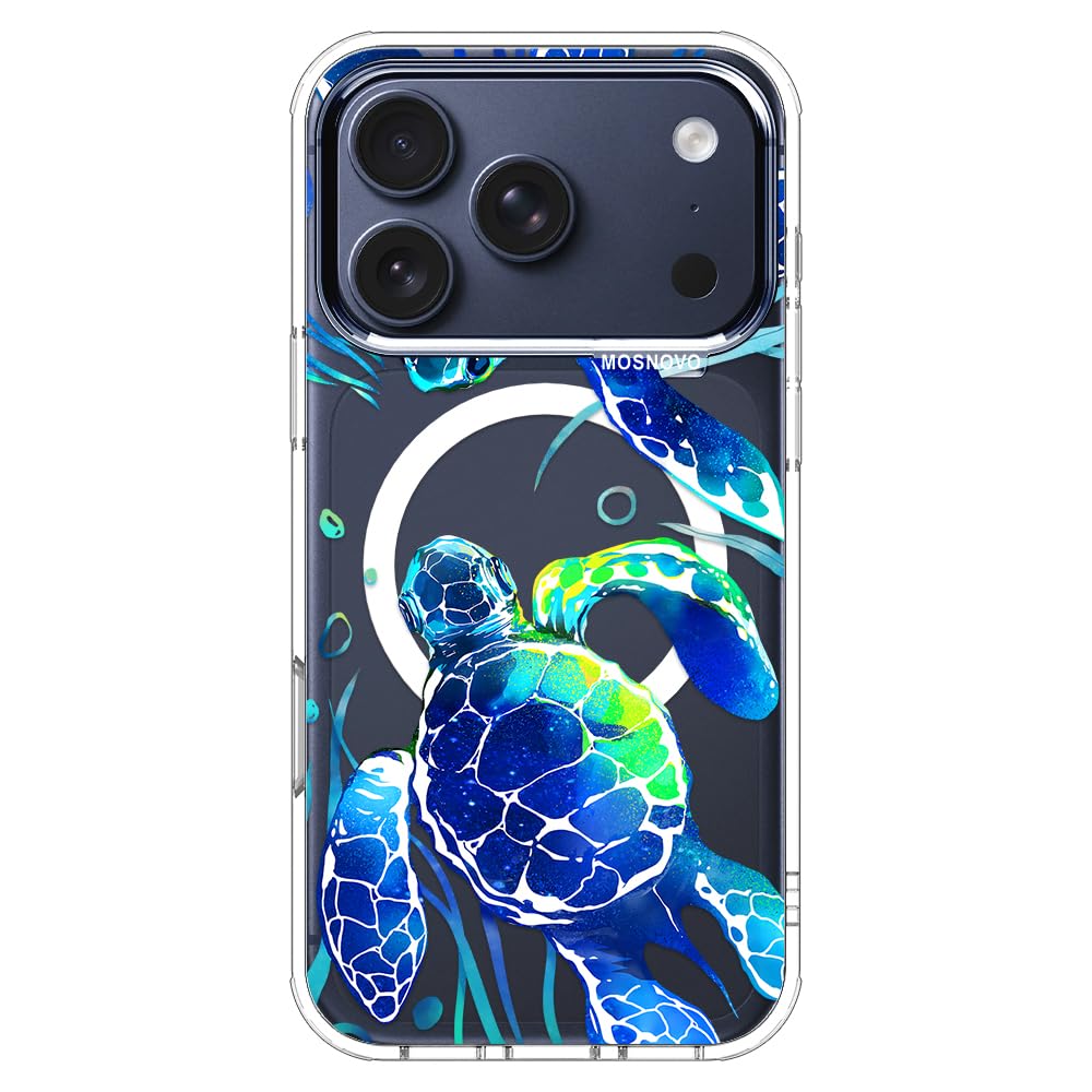 MOSNOVO for iPhone 17 Pro Case | Compatible with Magsafe | Military Grade 6.6ft Drop Tested | Camera Control | Clear with Sea Tu