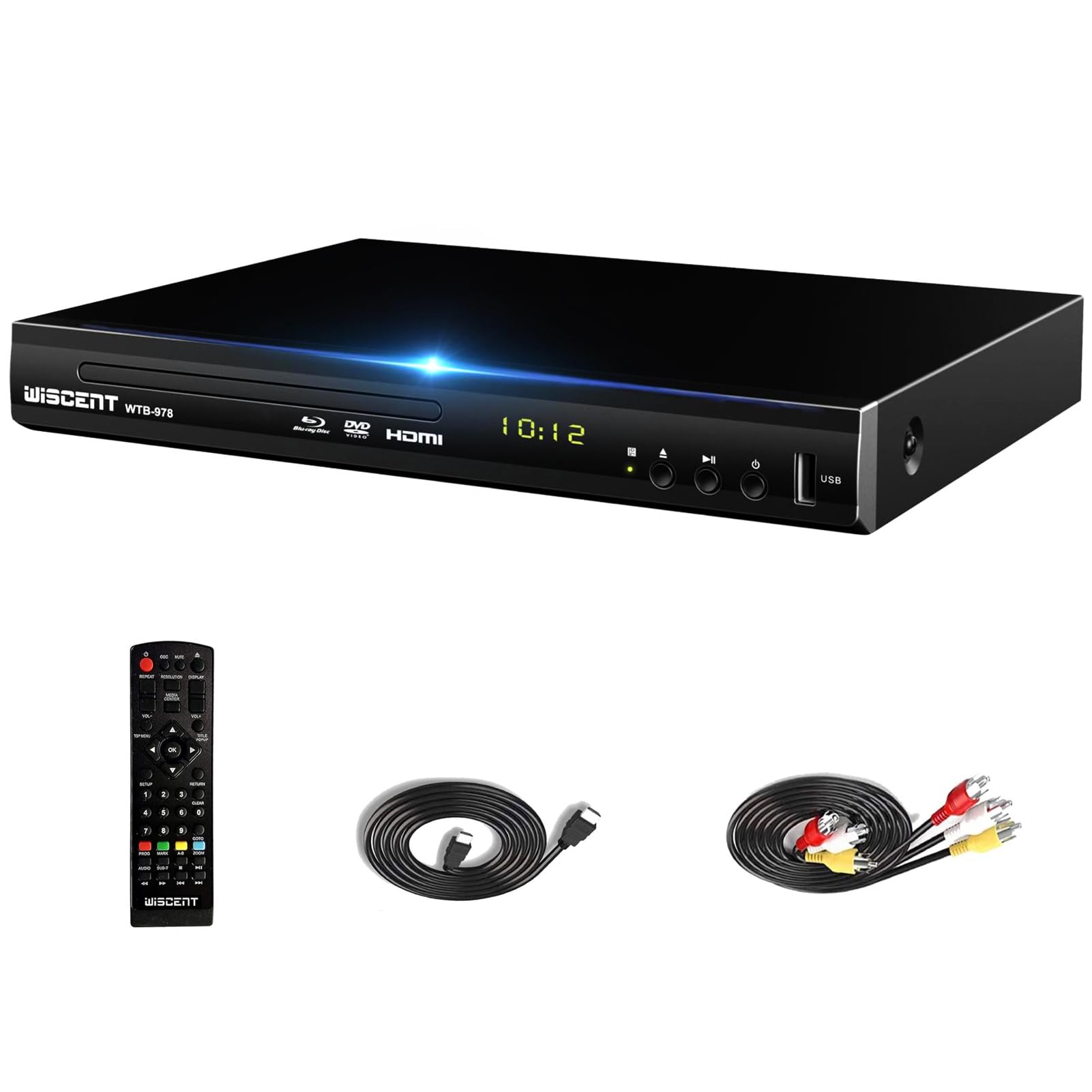 Blu Ray Dvd Player, Wiscent Full Hd 1080P Home Theater Disc System, Region A/1 Blu Rays,Hd Blu Ray Dvd Player For Tv With Coaxial Audio/Hdmi/Av/Output, Usb Input, Built In Pal Ntsc