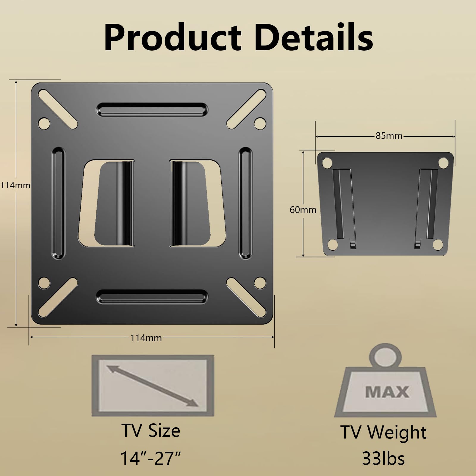 Nuyoah Monitor Wall Mount For 14    27    Tvs Led Lcd Flat Screen, Small Tv Mount For Computer Monitors, Rv Tv Mount Camper Fixe