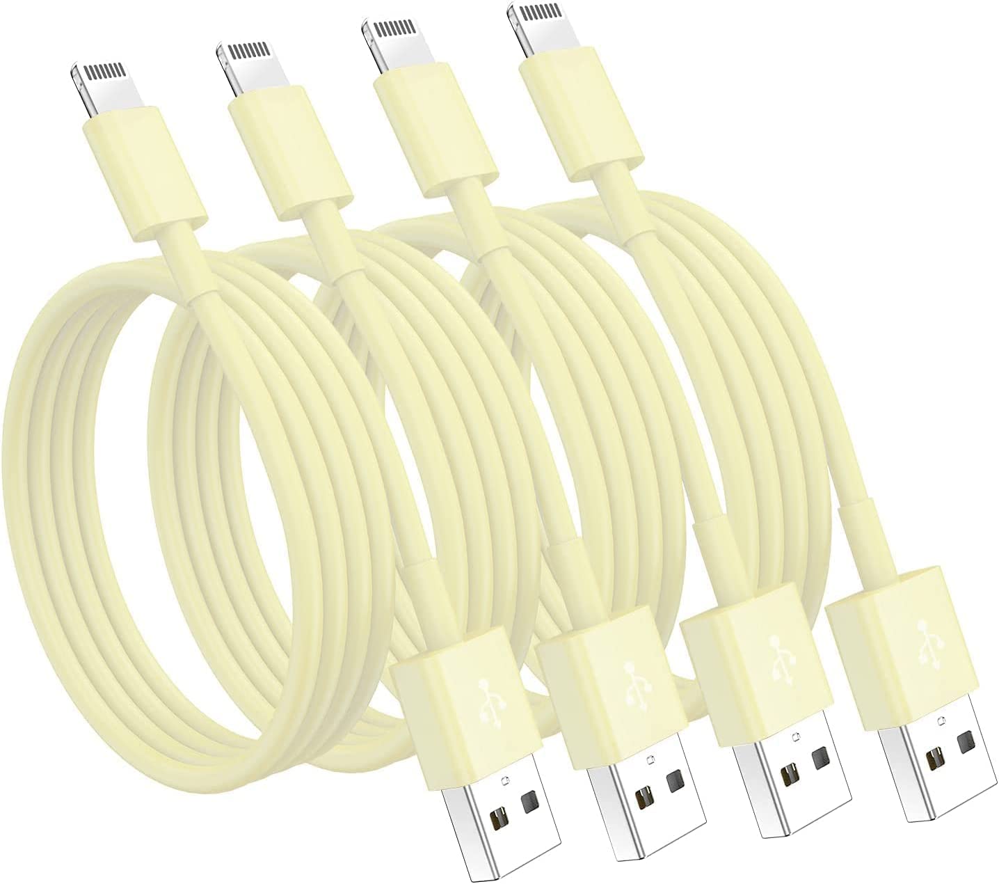 4 Pack [Apple Mfi Certified] Apple Charging Cables 1Ft, Iphone Chargers Lightning Cable 1 Foot, Fast Iphone Charging Cord For Iphone 14/14Pro/13/13Pro/12/11/11Pro/11Max/ X/Xs/Xr/Xs Max/8, Ipad(Yellow)