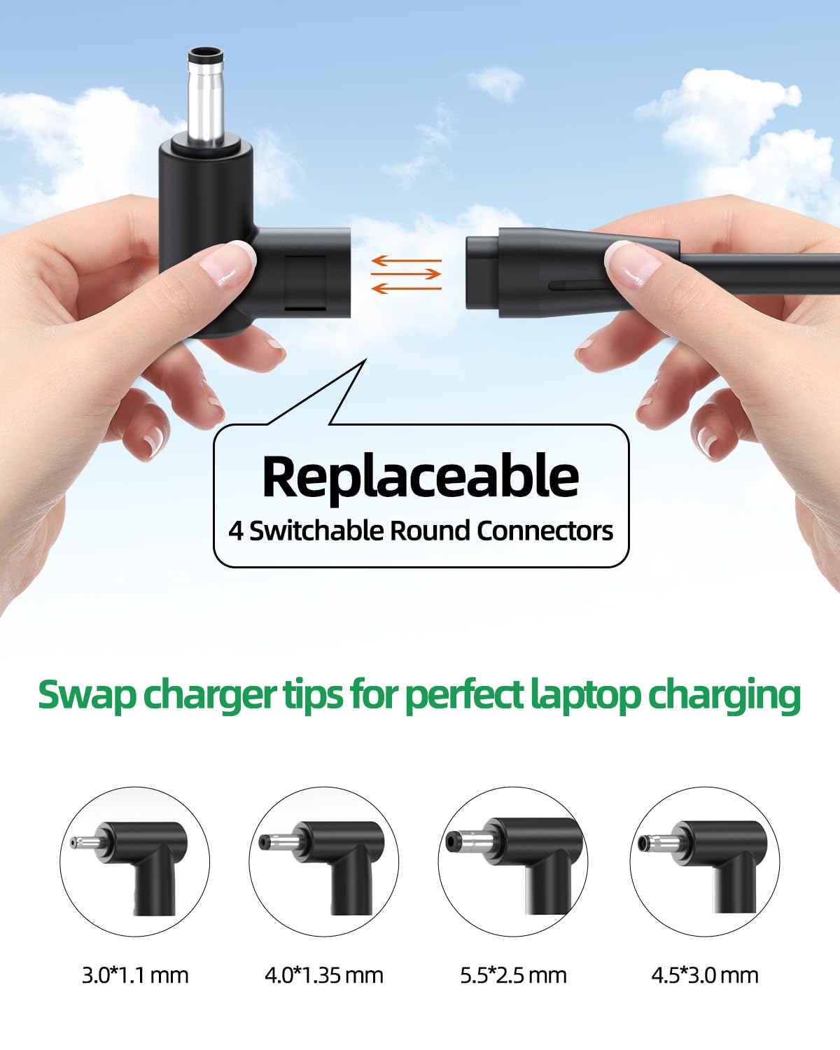 Charger For Asus Laptop Computer (Certified By Ul), Vivobook, Zenbook, Chromebook Notebook Replacement, Round Connector, 65W, 45