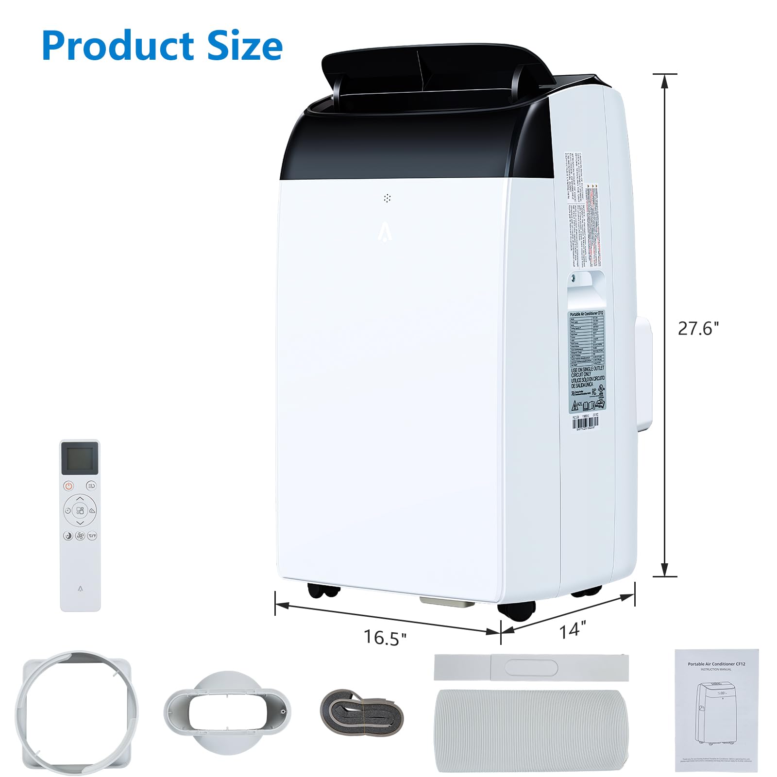 Peacefulhues Portable Air Conditioners, Cools Rooms Air Conditioners Up To 450 Sq. Ft, 12000 Btu Ac Unit, 3-In-1 With Built In D