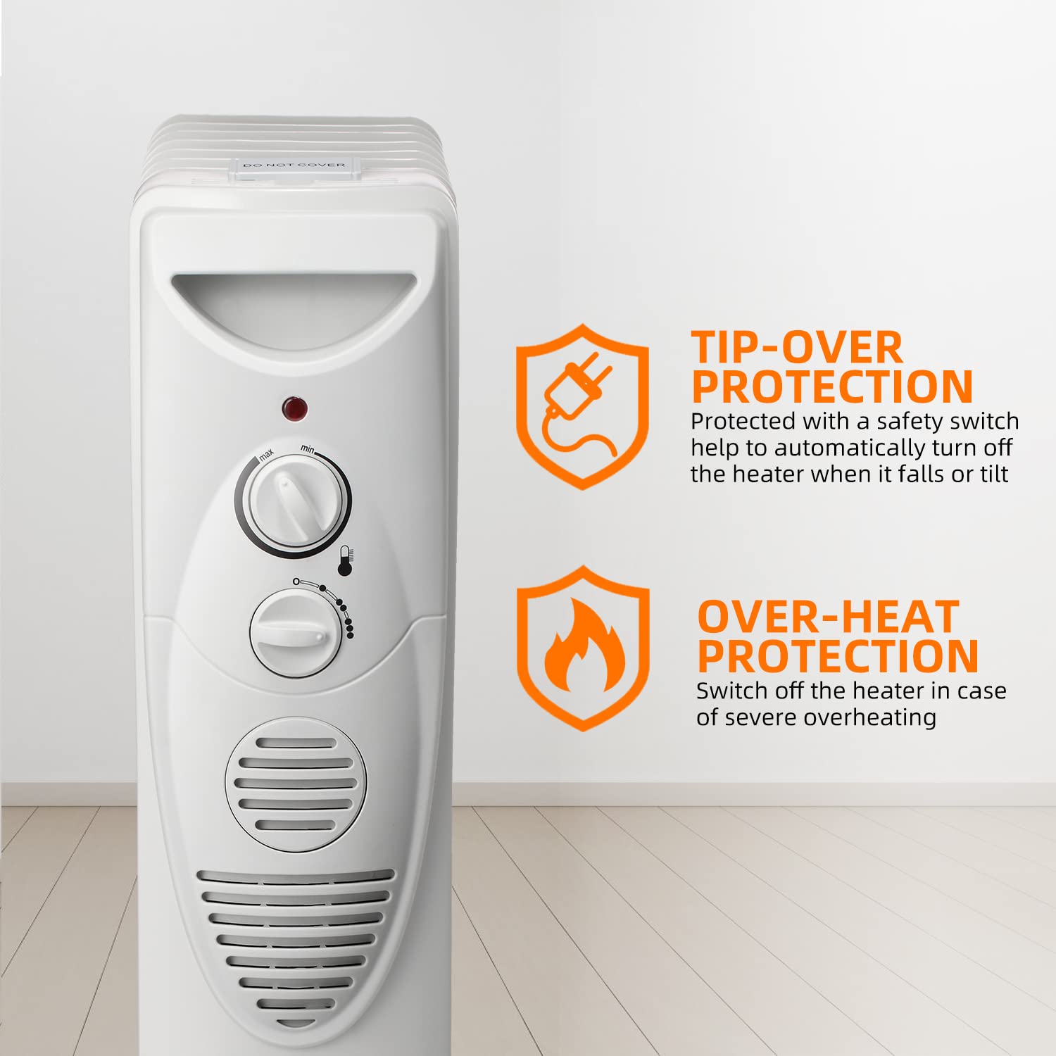 R.W.Flame Oil Filled Radiator Heater,3 Heat Settings, Adjustable Thermostat, Portable Space Heater, Quiet Heater With Tip Over &