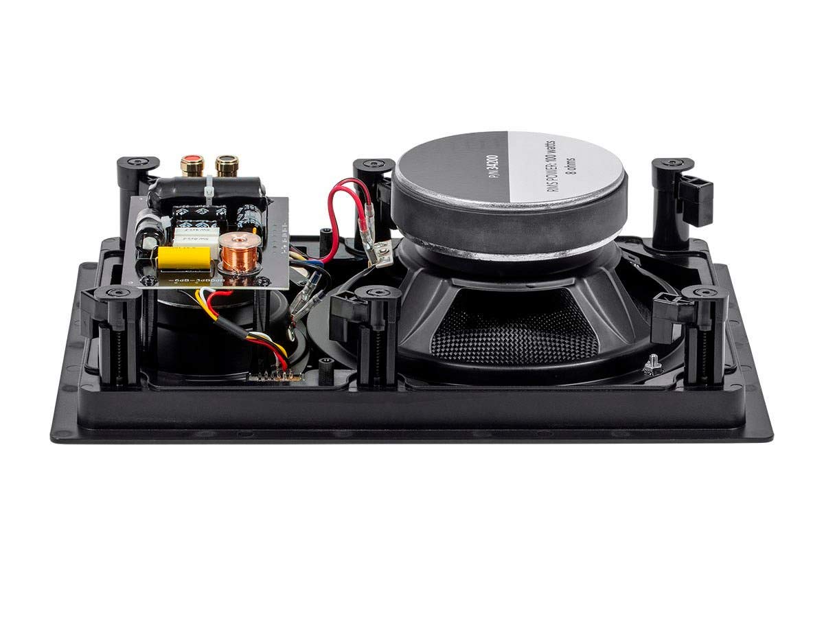 Monoprice 3 Way Carbon Fiber In Wall Speakers   8 Inch, Pair, With Paintable Magnetic Grille, Black   Alpha Series