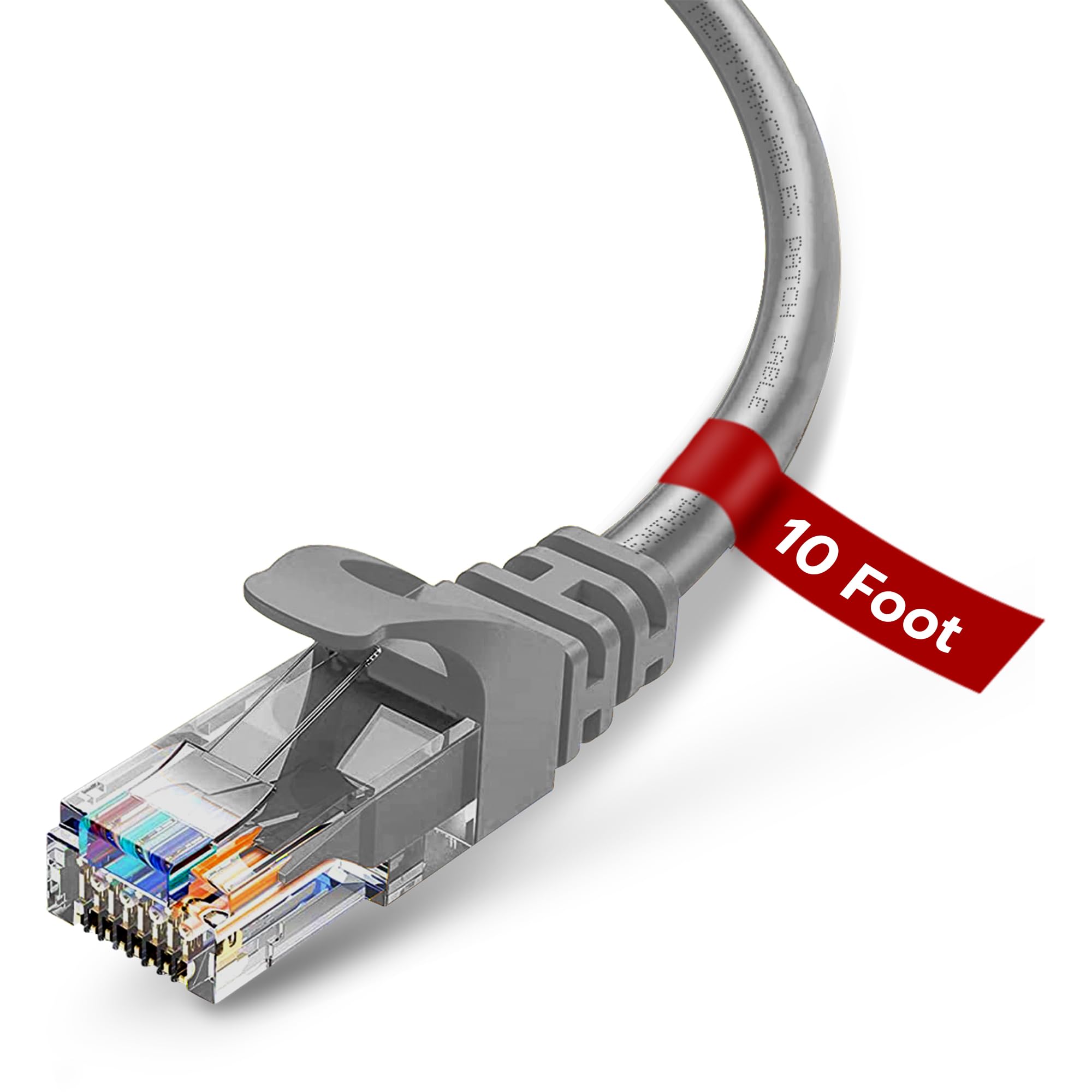 Newyork Cables Cat6 Ethernet Patch Cable 10Ft (1 Pack), Snagless Cat6 Patch Cables For Data Centers, 10Gbps, 550Mhz Ethernet Cord, Bare Copper Network Patch Cables For Home And Enterprise  Grey