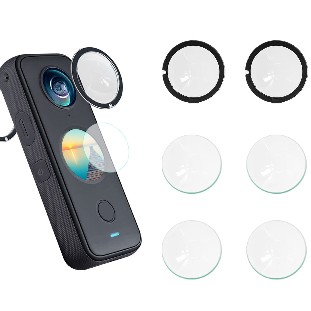 Lens Guard Compatible with Insta360 ONE X2 Screen Protector Kit, Olephobic Fingerprint-proof Screen Protector Screen Tempered Fi