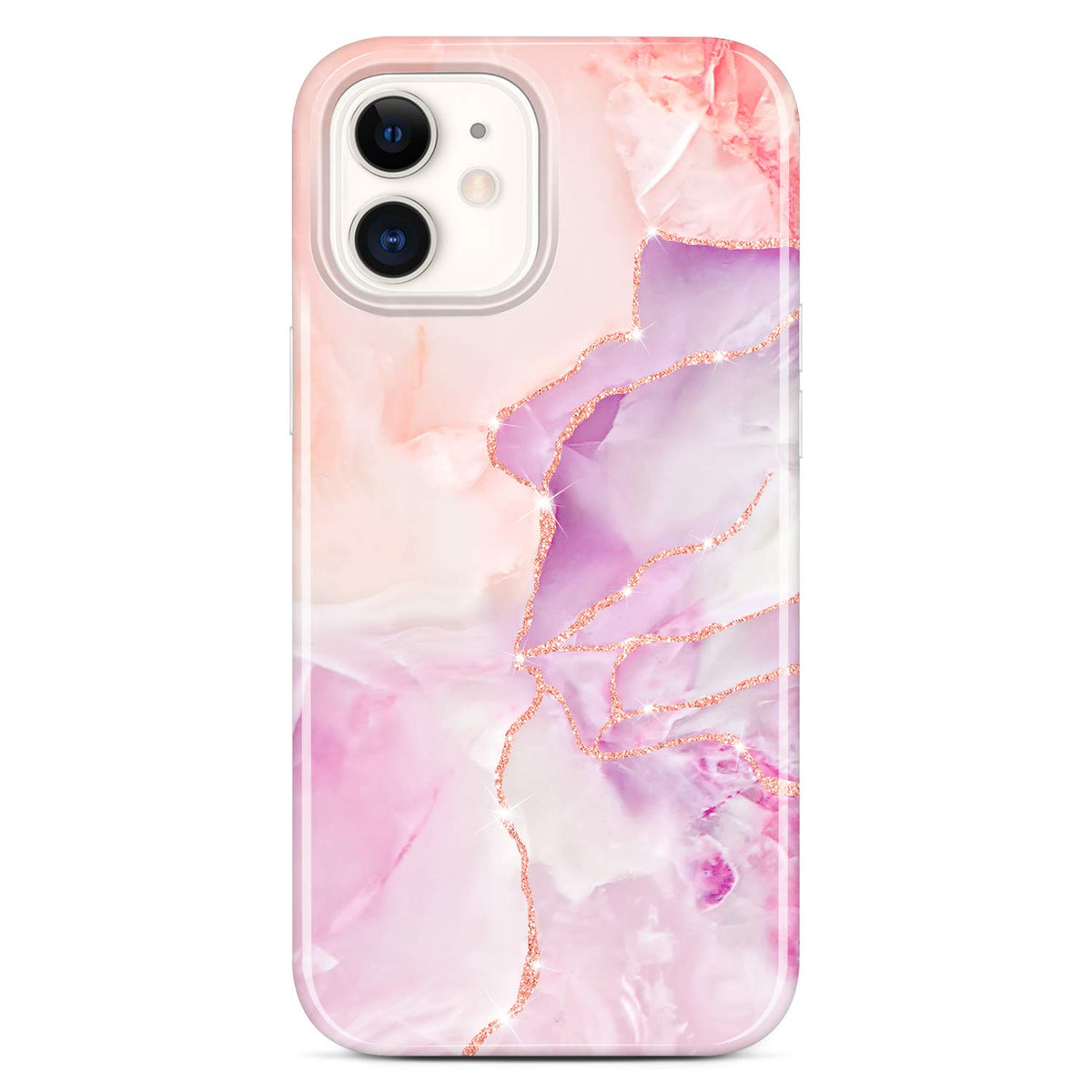 Jiaxiufen Sparkle Gold Glitter Case Compatible With Iphone 12 Mini Marble Slim Shockproof Tpu Soft Rubber Silicone Cover Phone C