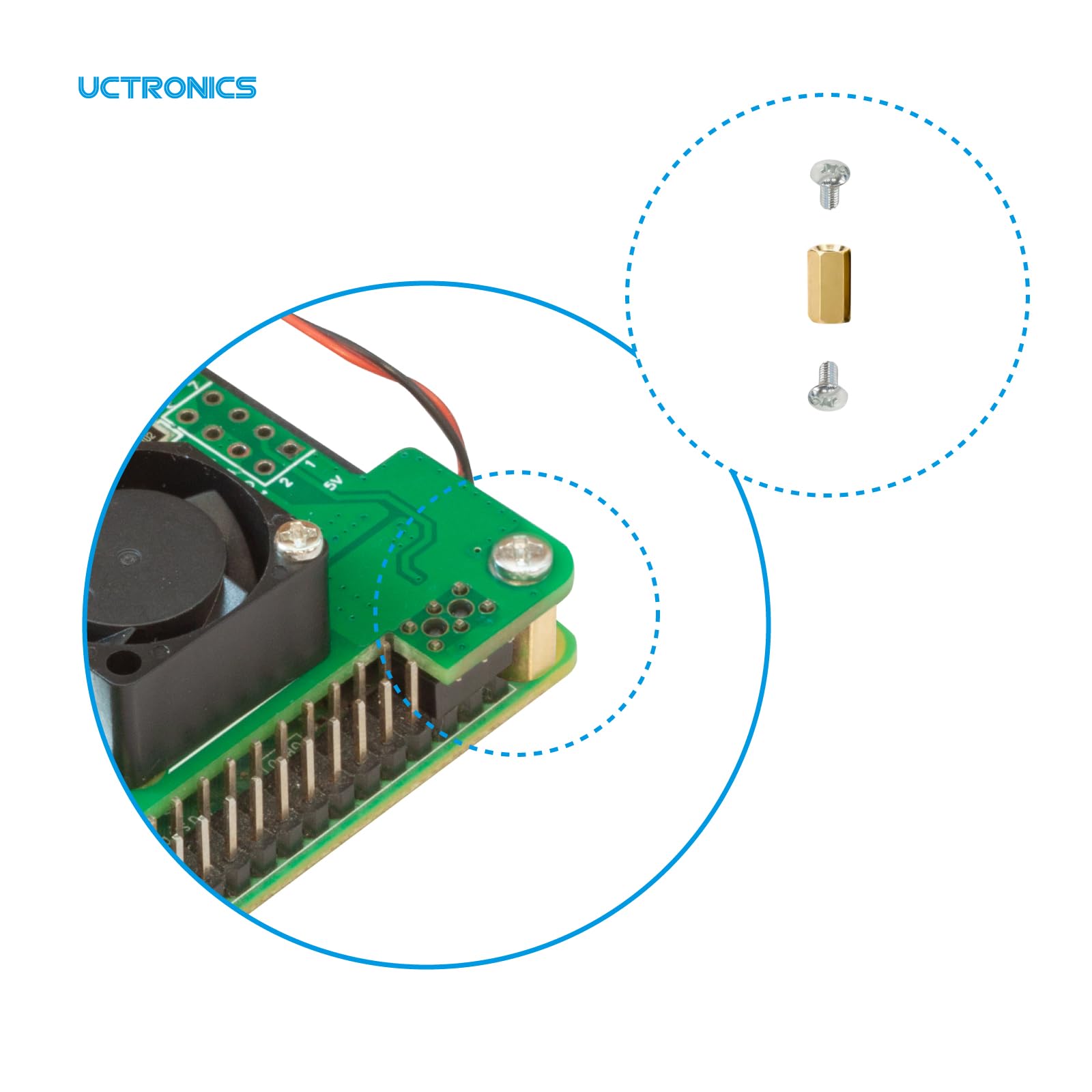Uctronics Poe+ Hat For Raspberry Pi, 5V 4.5A Max Ieee802.3Af/At Complaint Power Over Ethernet With Cooling Fan For Raspberry Pi