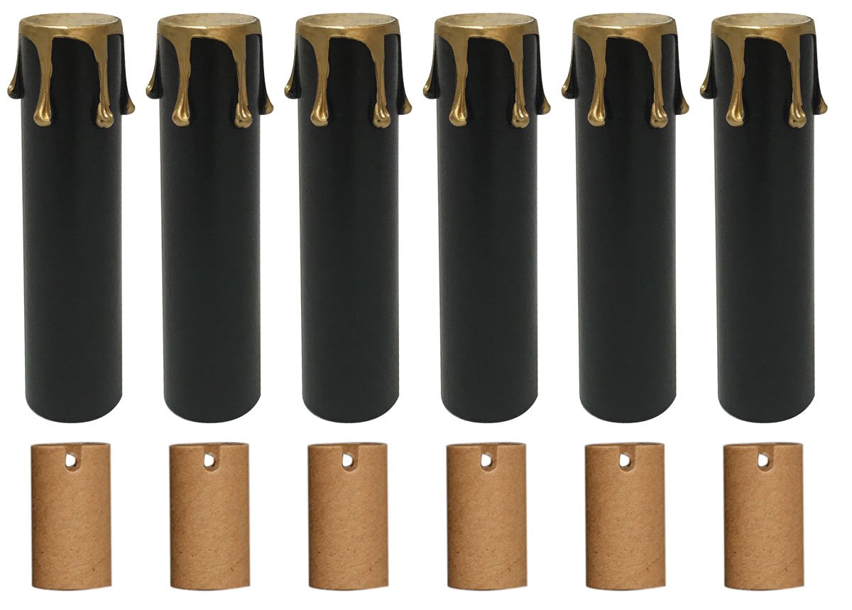 Royal Designs, Inc Scp 5005 4Bkgl 6 Royal Designs 4 Inch Candle Drip Sleeves Chandelier Socket Covers With Paper Insulation, Bla