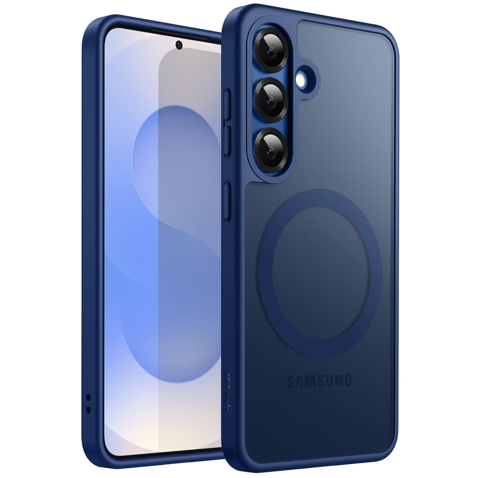 JETech Magnetic Case for Samsung Galaxy S25 5G, Compatible with MagSafe, Translucent Matte Back Shockproof Phone Cover (Navy)