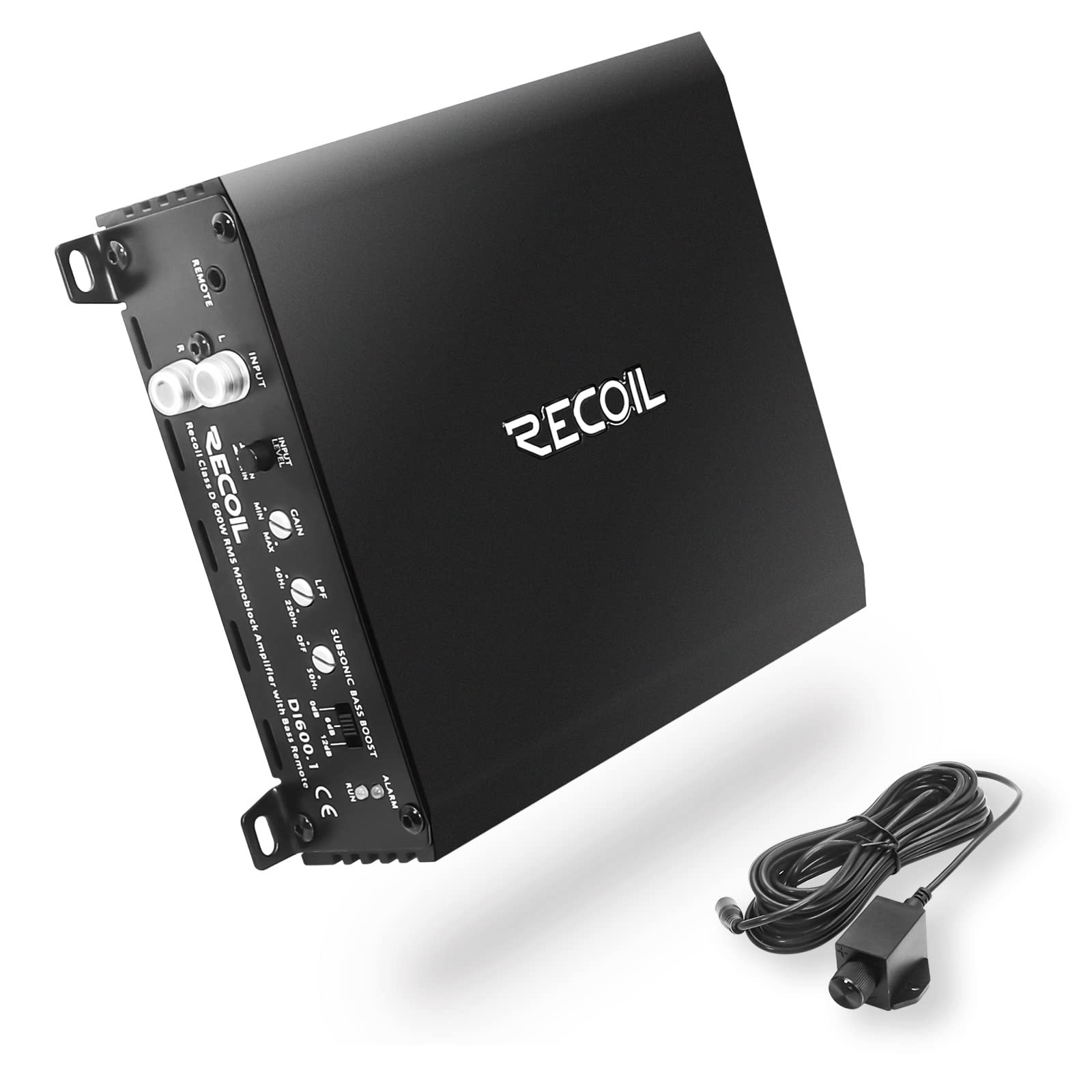 Recoil Di600.1 Class D Car Audio Mono Block Subwoofer Amplifier, 1200 Watts Max Power, 2/4 Ohm Stable, Mosfet Power Supply, Remo