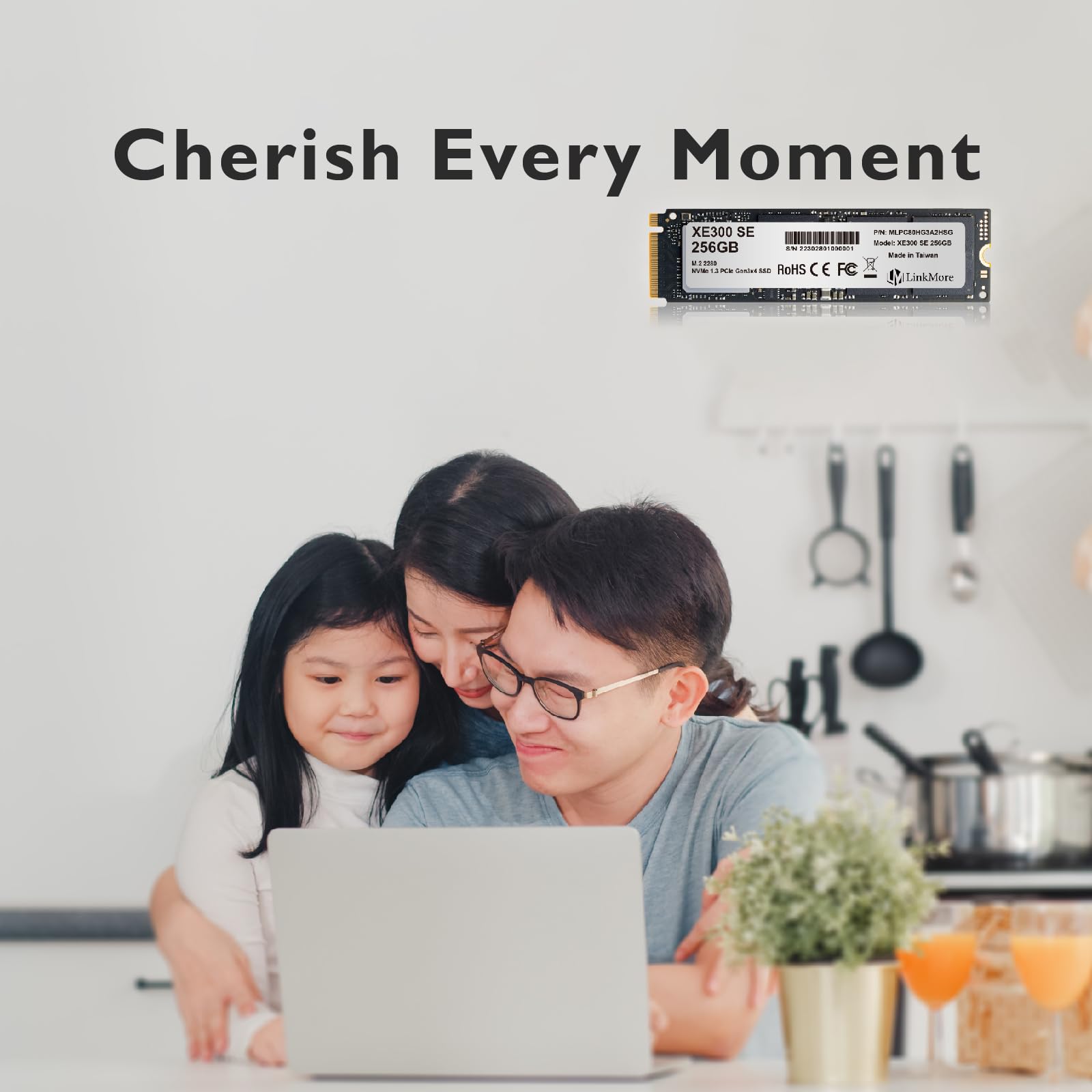 Linkmore Xe300 Se 256Gb Pcie Gen3 Nvme M.2 2280 Internal Solid State Drive, Gen3.0X4 Read Speed Up To 2100Mb/S, Write Speed Up T