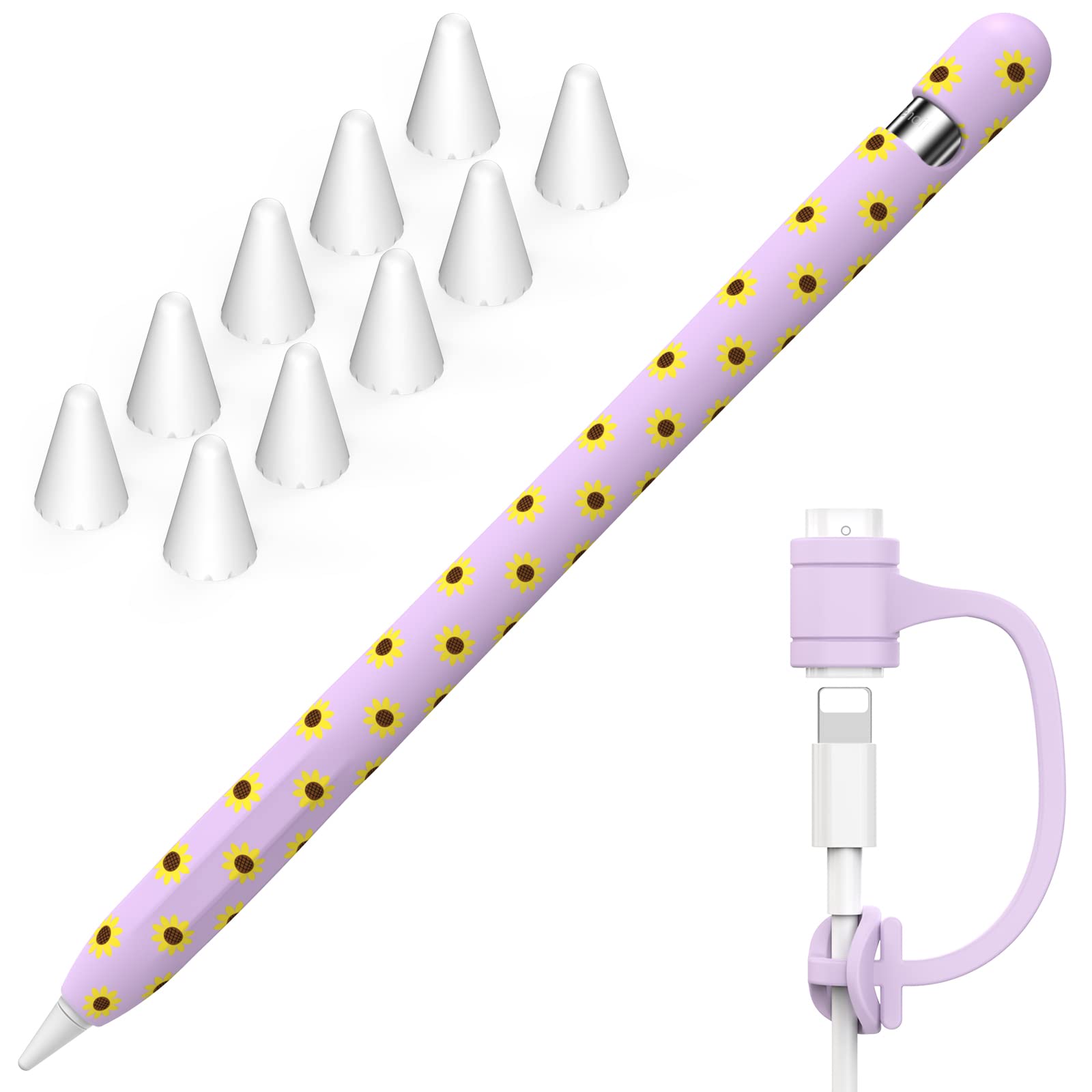 Niutrendz Sunflower Case For Apple Pencil 1St Generation Case Cover Silicone Protective Sleeve Accessories With Apple Pencil Tip