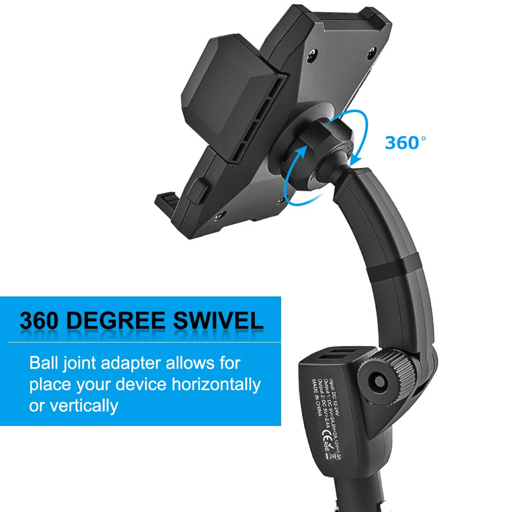 Woleyi Fast Charging Car Phone Holder, Dual Usb Port Car Charger Mount 360 Degree For Iphone 11 Pro Max 11 Xr Xs 8 Plus 8 And Al