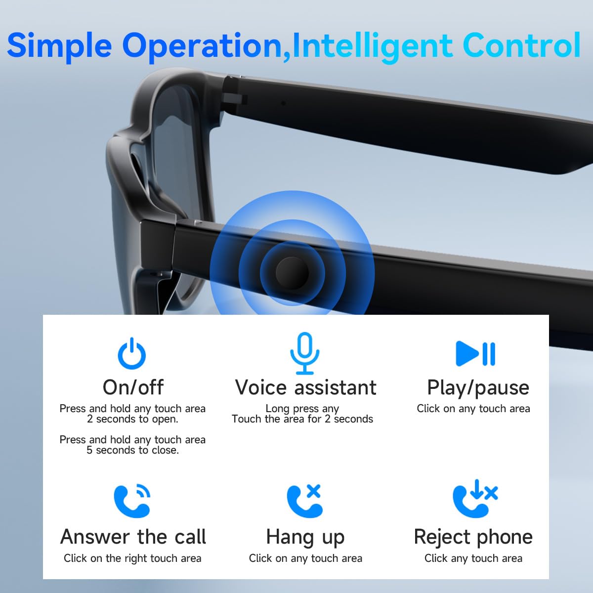 Xo Simple Is Beauty Smart Glasses For Men & Women, Bluetooth Sunglasses Audio Eyewear, Built In Mic & Speakers, Athletic/Outdoor