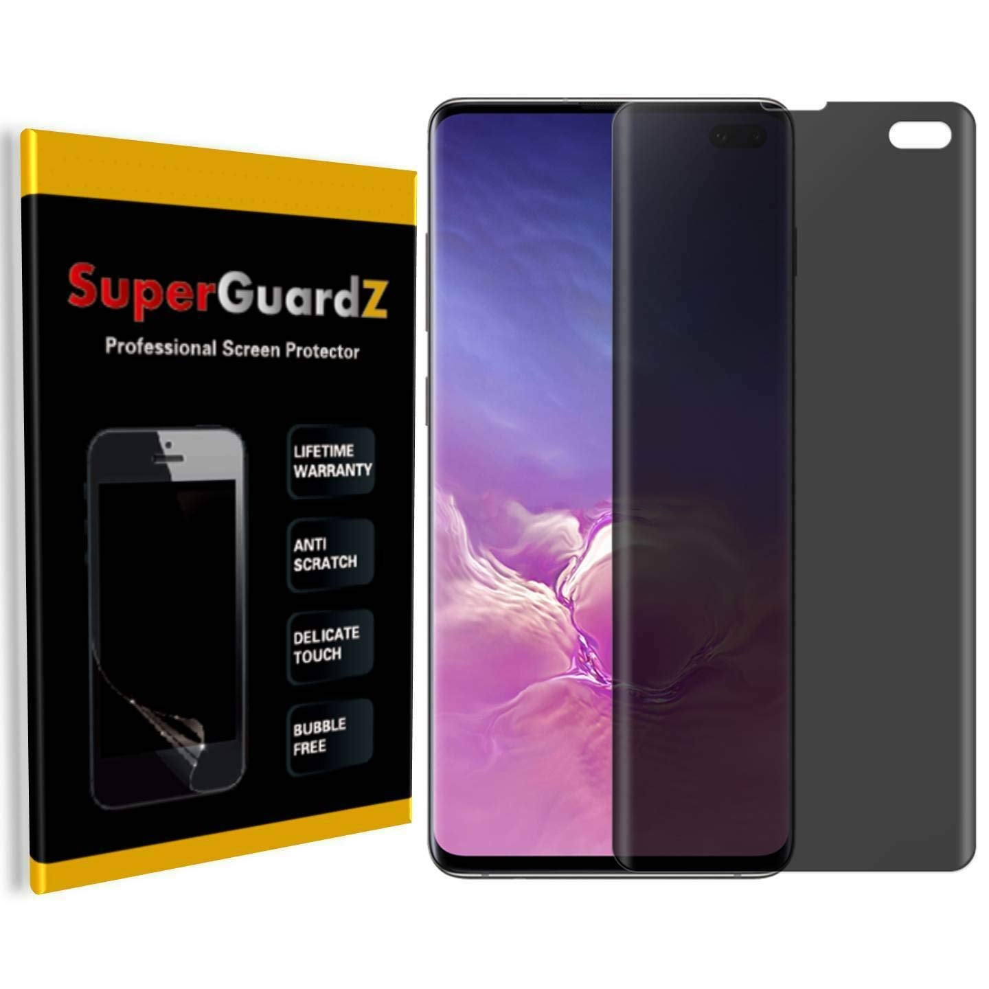 Superguardz For Samsung Galaxy S10+ Plus Screen Protector [Privacy Anti Spy], Anti Glare, Anti Scratch, Anti Bubble [Made Of Pet