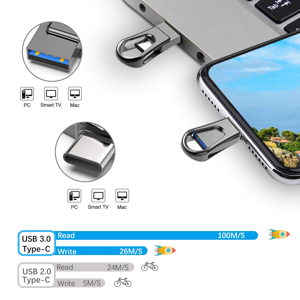 32Gb Usb C Flash Drive, 2 In 1 Otg Usb 3.0 Thumb Drive, Dual Usb Memory Stick Pen Drive For Type C Android Smartphones Tablets A