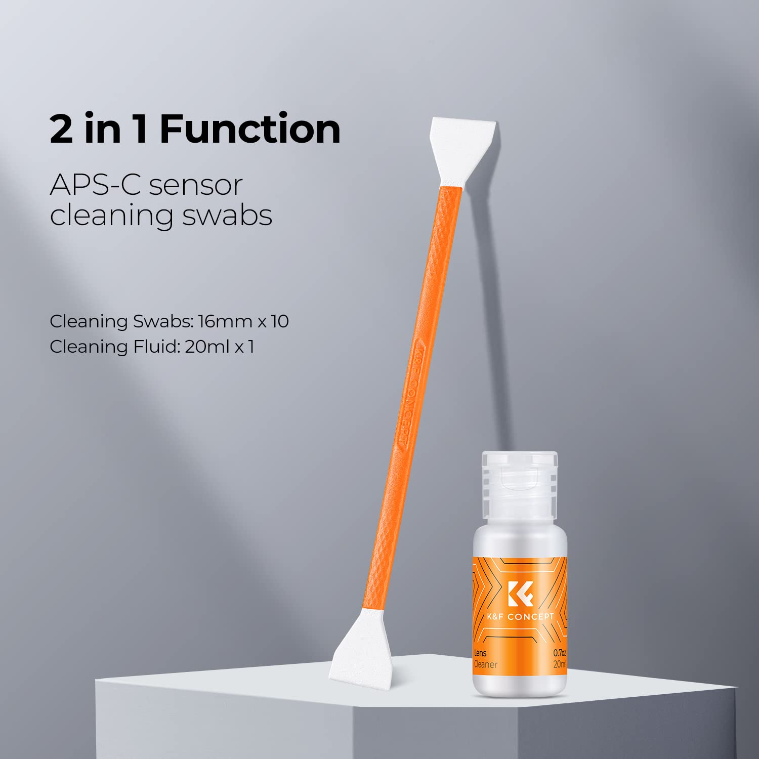 K&F Concept Aps C Sensor Cleaning Kit, Mirrorless Digital Camera Lens Cleaner Kit   20Ml Sensor Cleaner & 10 X 16Mm Double Tippe