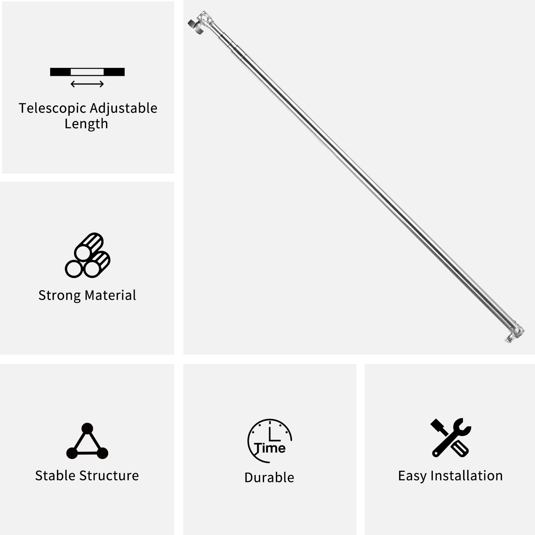 Pro Stainless Steel Telescopic Backdrop Crossbar Max Length 10 Ft/3M Adjustable Background Support Cross Arm, Backdrop Pole For