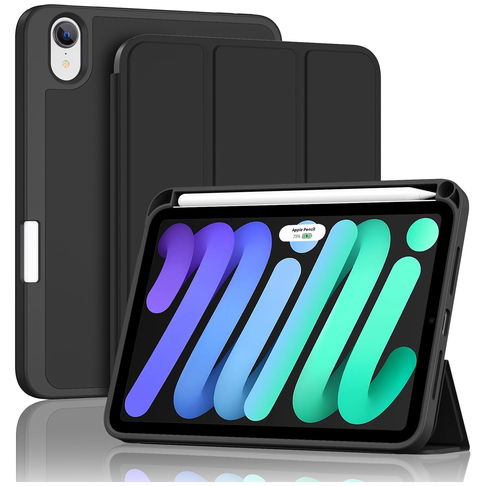 ProCase for iPad mini 7 A17 Pro 2024/iPad Mini 6 2021 8.3 Inch iPad mini 7th/6th Gen Case with Pencil Holder, Trifold Stand Smar