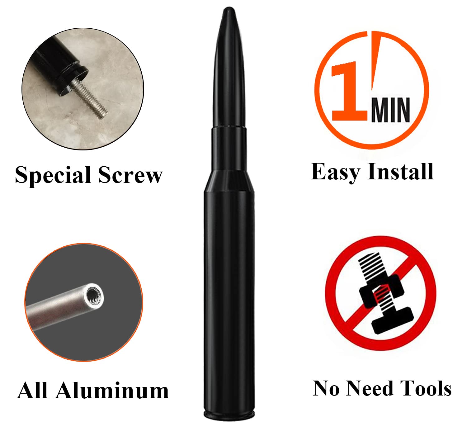 4 Inch Short Aluminum Antenna For Toyota Tundra (1999 2021), Toyota Tundra Antenna Replacement Mast