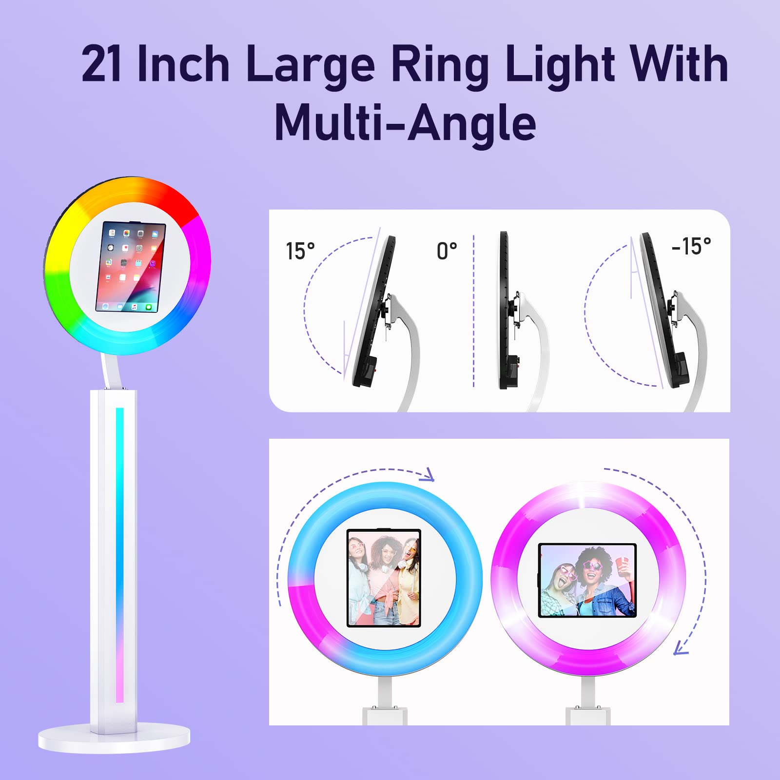 Sioxcfz Portable Photo Booth Machine Stand For Ipad 10.2'' 10.9'' 11'' 12.9''Photo Booth Event Props Software App Control Ring L