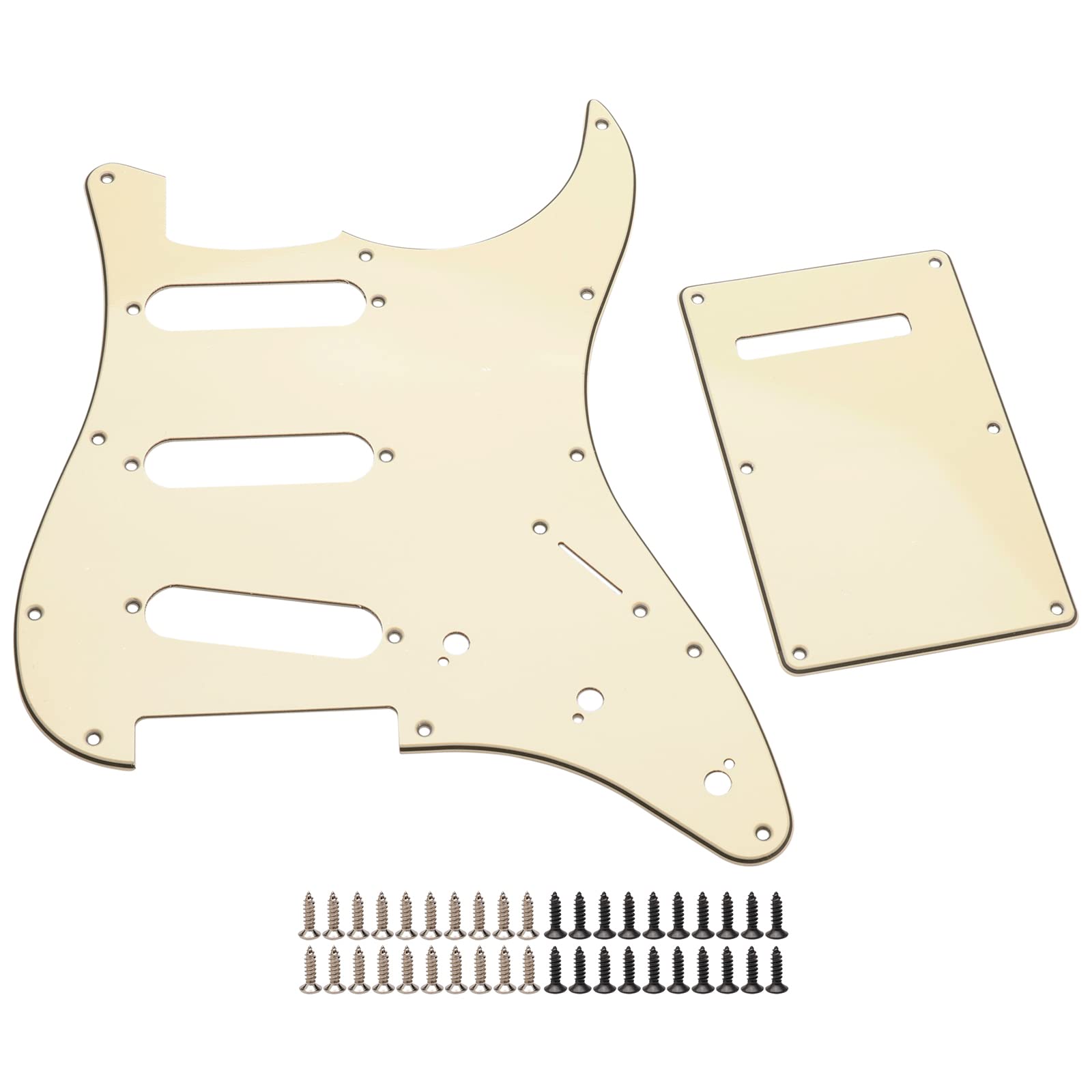 Unxuey 11 Hole Guitar Pickguard Sss Strat Pickguard Backplate Set With Pick Guard Screws For Standard Strat Modern Style Guitar