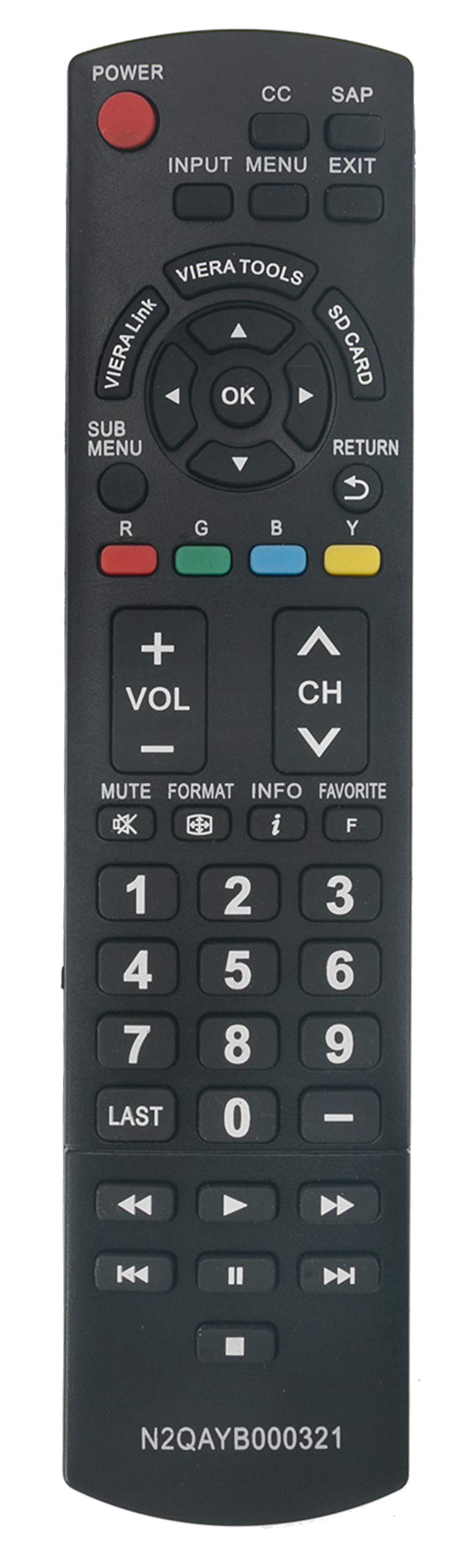 N2QAYB000321 Replaced Remote fit for Panasonic LCD Plasma TV TC-26LX14 TC-L26X1 TC-32LX14 TC-L32C12K TC-L32C12N TC-L32G1 TC-L37S1 TC-P42X1N TC-P46S1 TC-P50C1 TC-P50X1N TC-P54S1