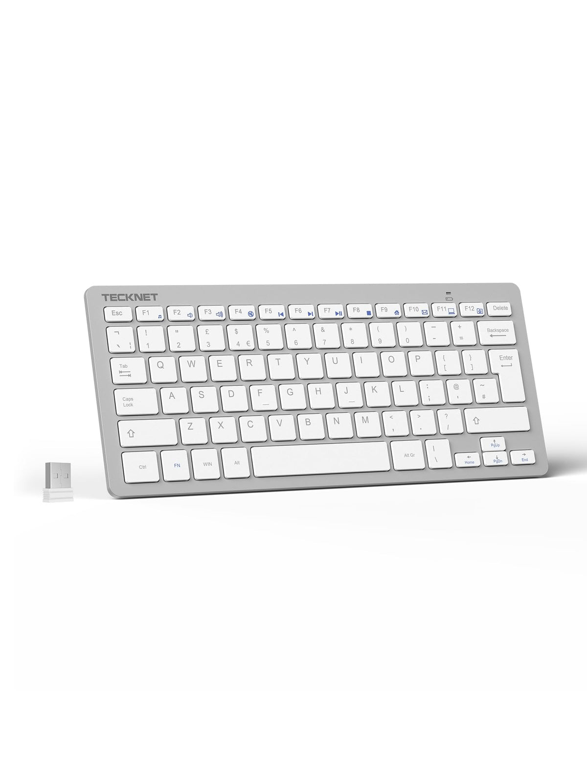 Tecknet 2.4G Wireless Keyboard, Mini Keyboard Compact Computer Keyboard With Media Hotkeys, Silent Small Usb Keyboard For Laptop Pc Desktop Smart Tv Notebook Chromebook-Silver