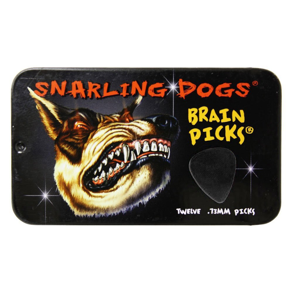 D'Andrea Snarling Dog Brain Nylon Guitar Picks 12 Pack With Tin Box (Black, 0.88Mm)