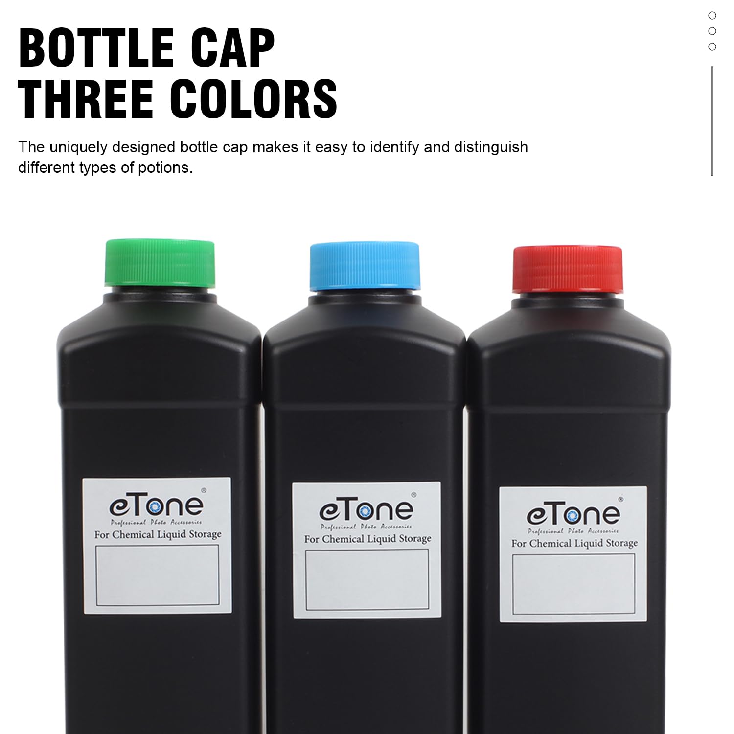 Etone 3X 1000Ml Darkroom Chemical Storage Bottles Film Photo Developing Processing 1L