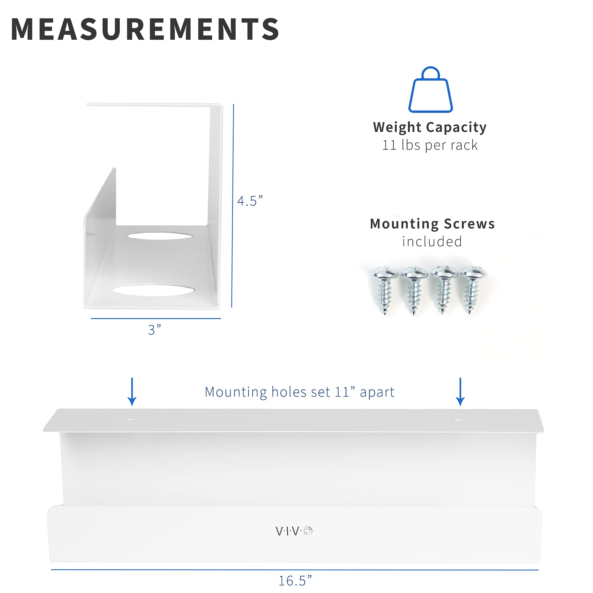 Vivo 2 Pack Under Desk 17 Inch Cable Management Tray, Cord Organizer, Home Office Desk Accessories, White, Desk-Ac06-2Cw
