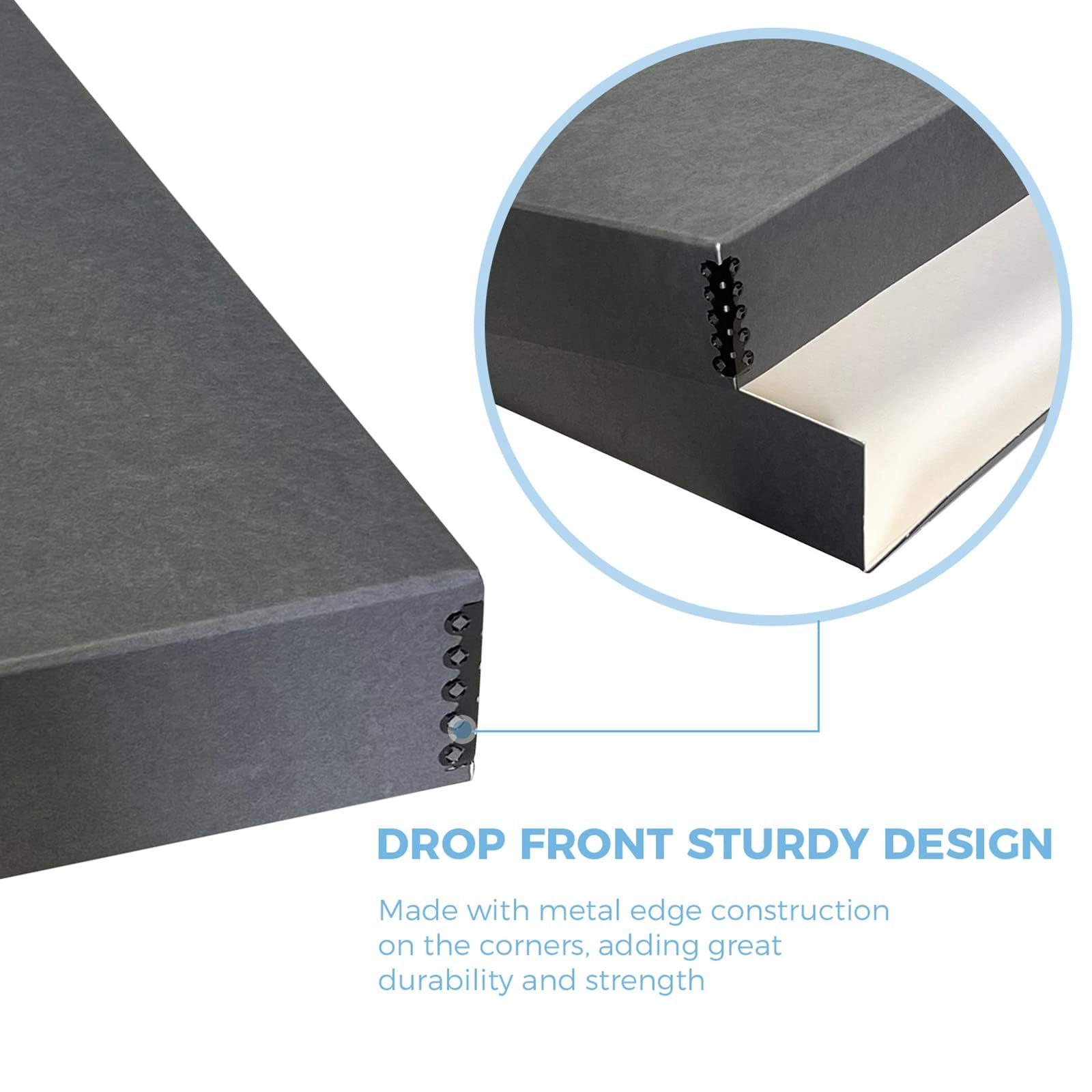 Lineco Museum Archival Storage Box, 20.75X24.75X3 In. Drop Front Design. Acid Free With Metal Edge. Organize Photos, Pictures, Prints, Documents, Crafts, Diy. Gray, 1 Pack