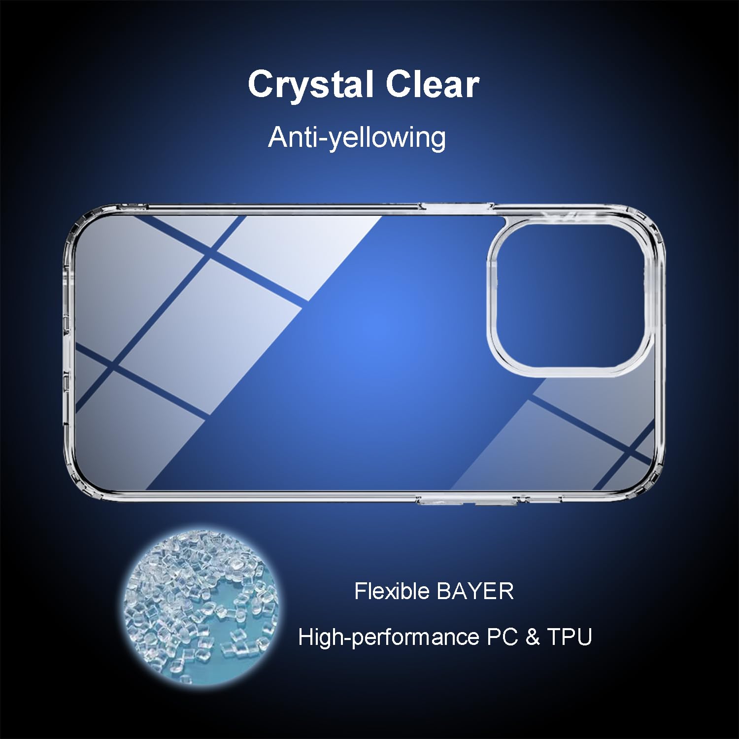 Tenoc Phone Case Compatible With Iphone 13 Pro, Clear Case Non Yellowing Protective Bumper Hard Back Cover For 6.1 Inch