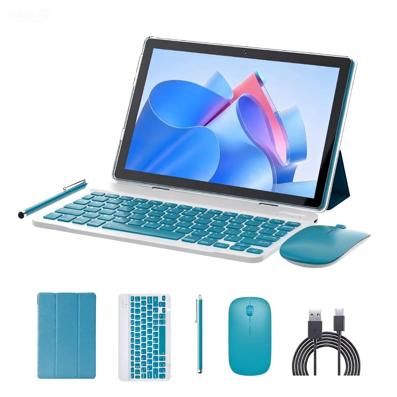10 inch Tablet Android 15 Tablets PC Set 2 in 1 Tablet with Keyboard Case Mouse Stylus 8GB RAM+64GB ROM 1TB Expansion Tableta Co
