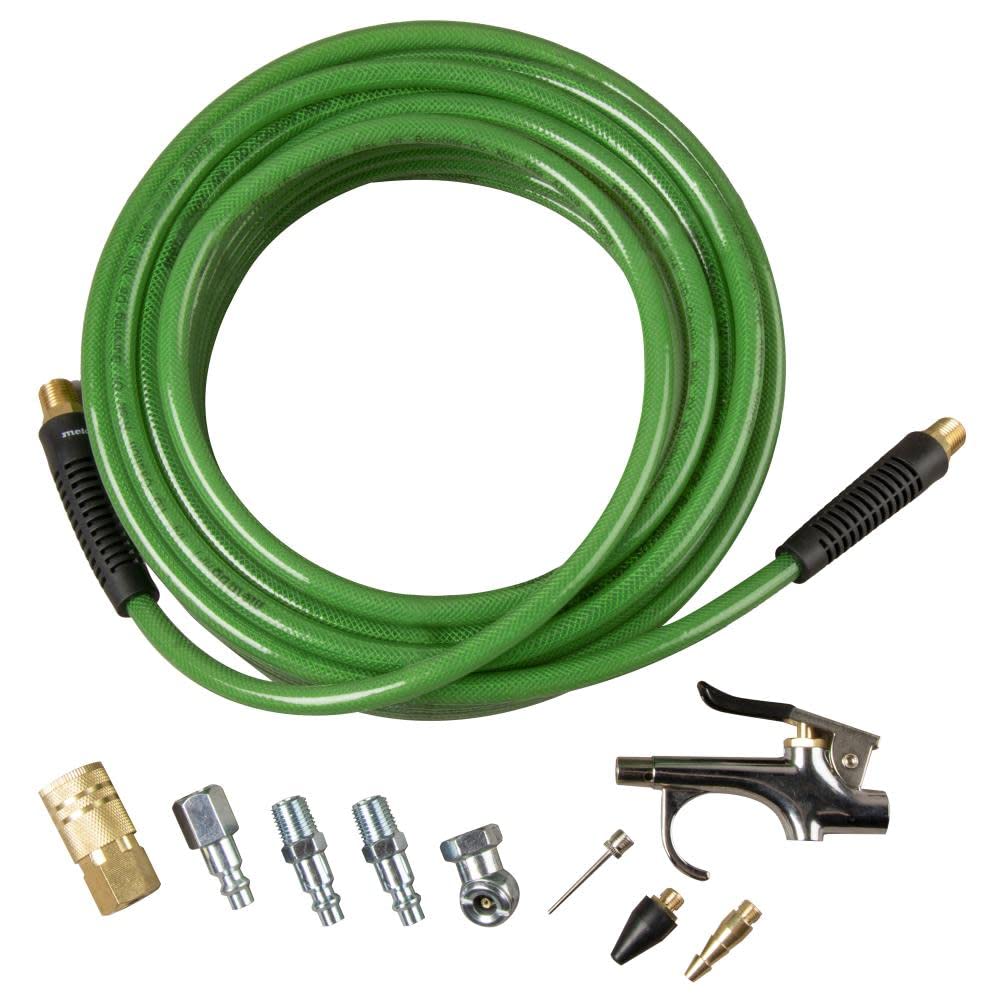 Metabo Hpt Air Compressor Accessory Kit | Poly 50 Ft X 1/4 Inch Air Hose W/Accessories | 10 Piece Kit | 115749M